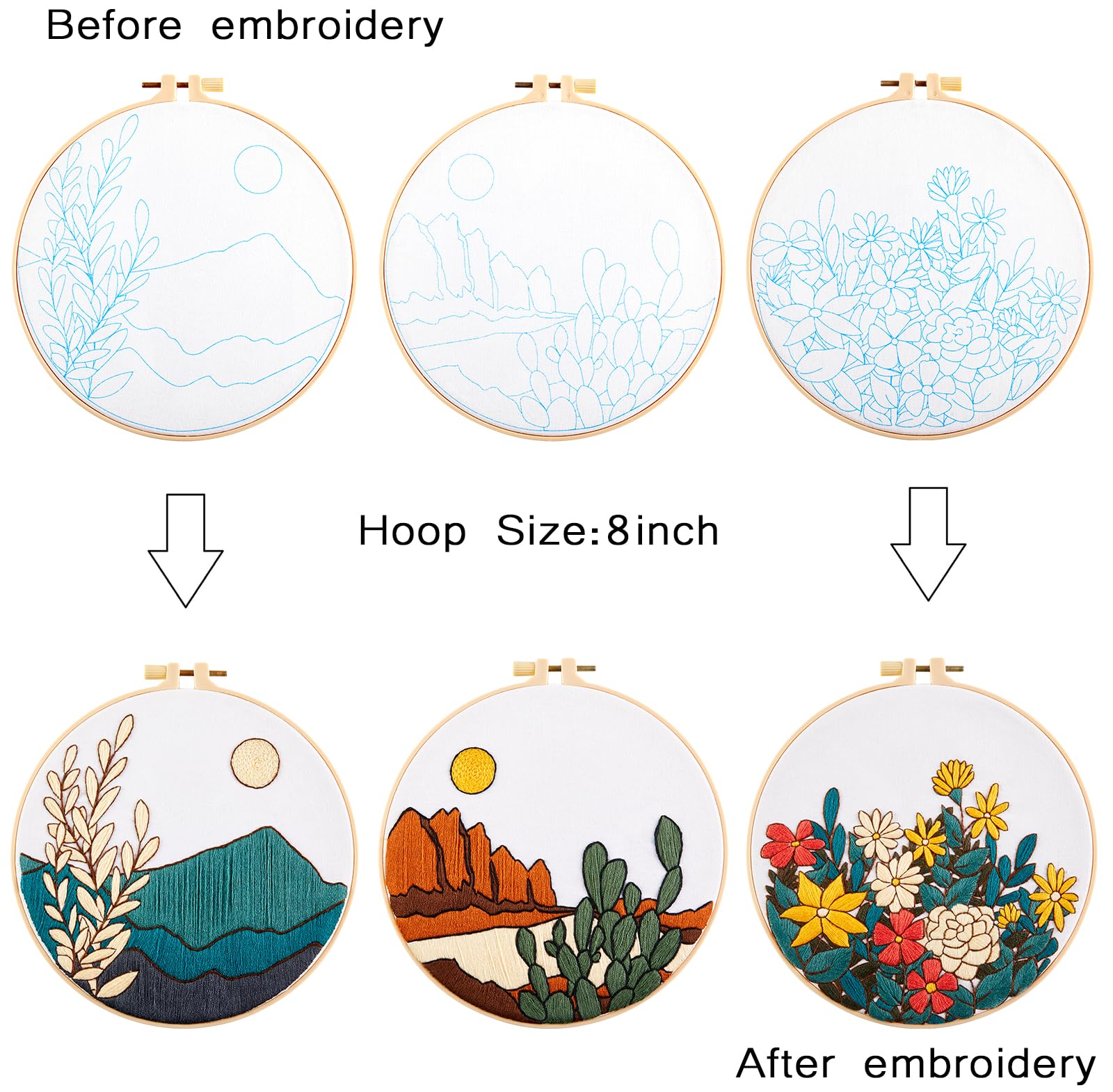 ZJRDYYK Lot De 3 Kits De Broderie Florale Pour Débutants Et