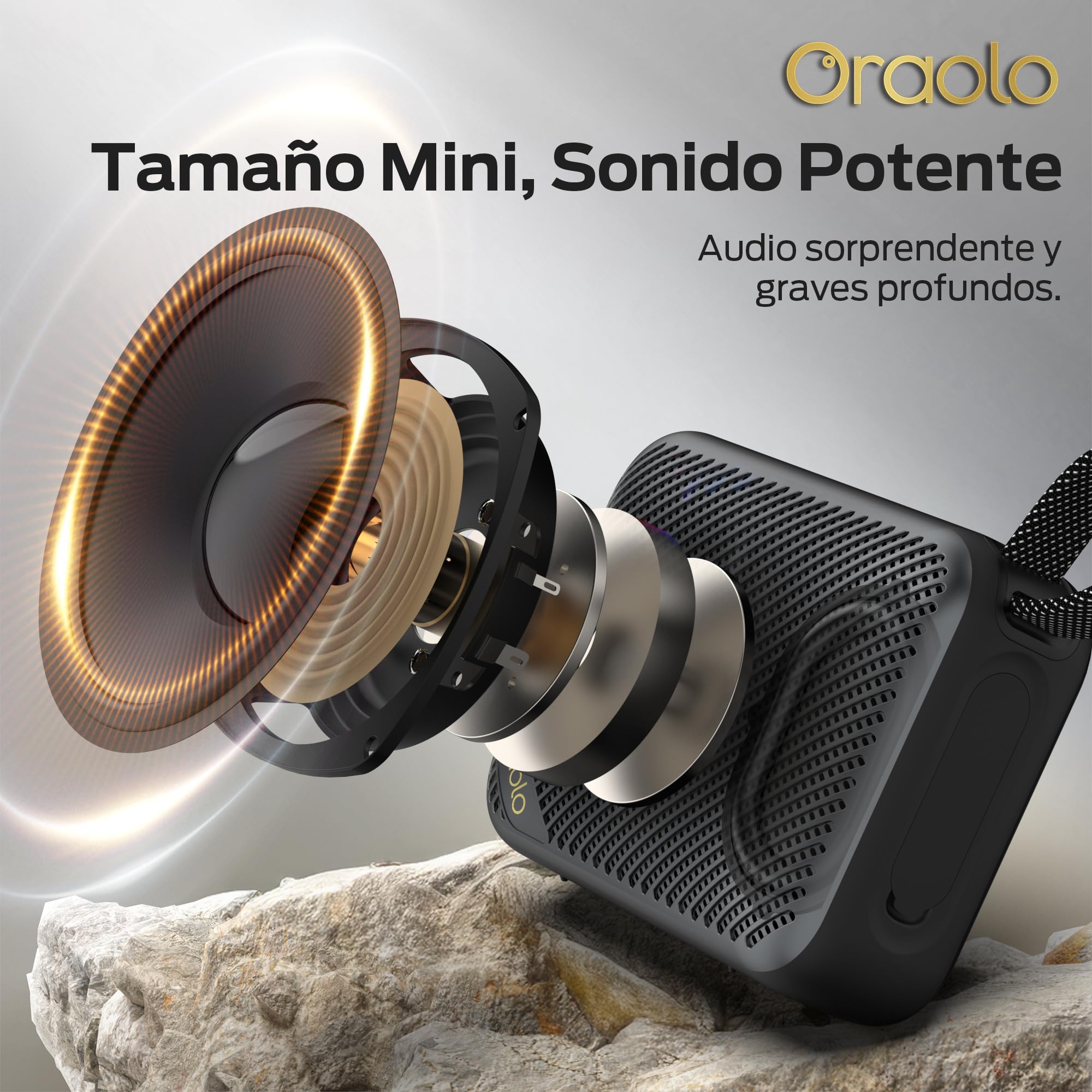 oraolo Altavoz Bluetooth Portátil, Altavoces Bluetooth Inalambrico 5.4, Impermeable IPX7, Parlante Estéreo, Autonomía de 24H, Entrada AUX&TF-Card, Altavoz Inalámbrico Compacto para Camping, Viajes | 20H tiempo de funcionamiento Bluetooth 6.0 IPX7 resisten