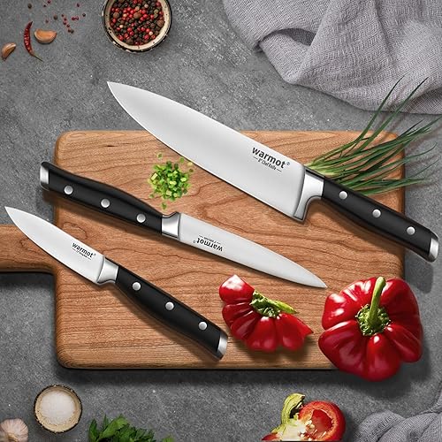 Miniatura 5 de Juego de cuchillos de cocina, 3 piezas de cuchillos de chef ultra con mango ergonómico, juego de cuchillos de acero inoxidable de alto carbono con