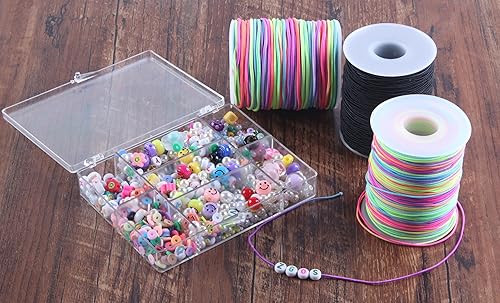 Vista 11 de KONMAY Cuerda elástica de 0.039 pulgadas, 150 yardas, cordón elástico mixto duradero para fabricación de joyas, cuentas, collares, manualidades