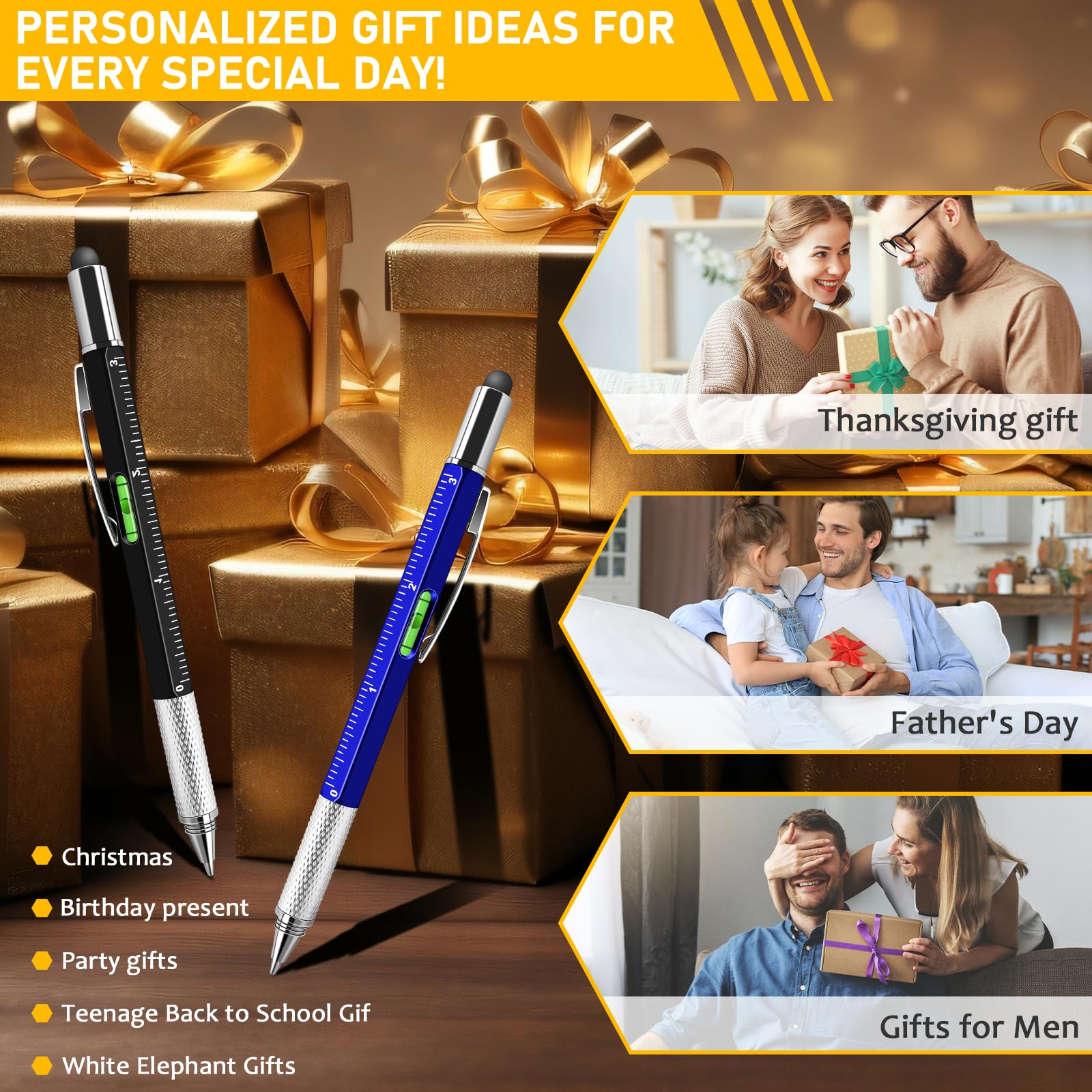 NICEMOVIC Stocking Stuffers Bulk Gifts for Men Multitool Tool Pen Gift 36 Pcs 6-in-1 Party Favor Fathers Christmas — view 7