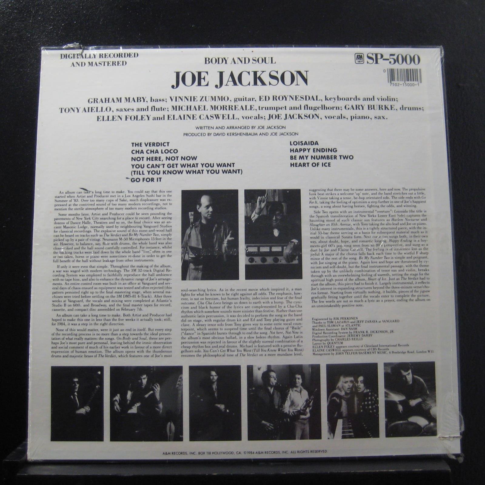 Body and Soul, Joe Jackson, [Lp, Vinyl Record, A&M, 5000]