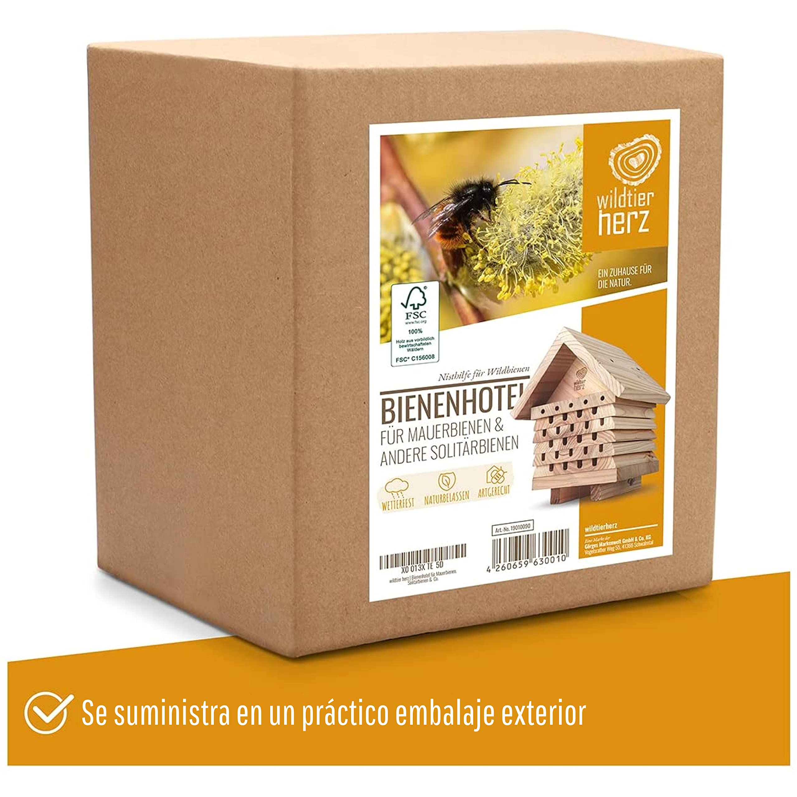 wildtier herz I Hotel Abejas - Cajas de Insectos para Abejas, Hotel de Insectos Madera, Refugio para Insectos