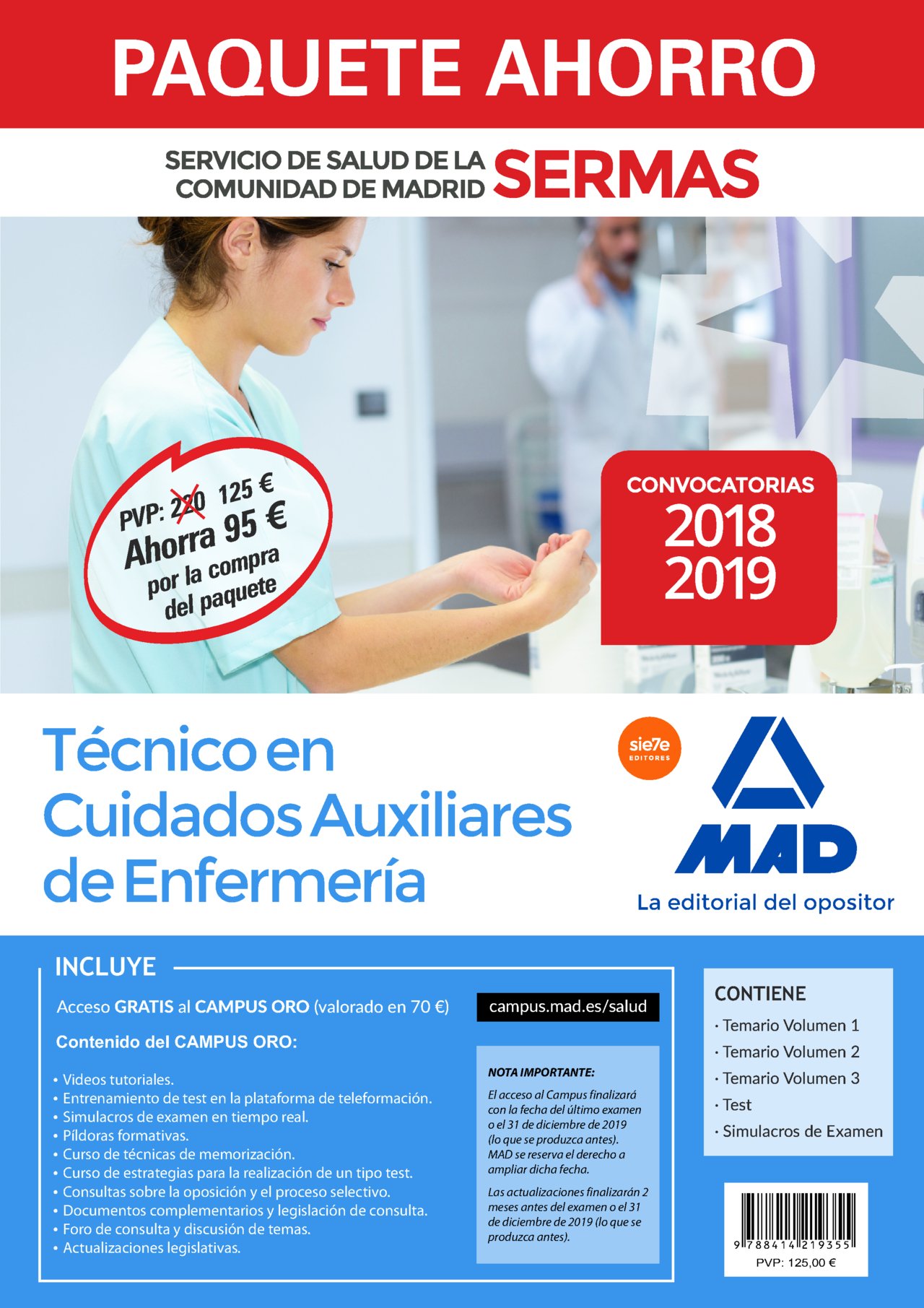 Técnico en Cuidados Auxiliares de Enfermería del Servicio de Salud de la Comunidad de Madrid. Simulacros Examen