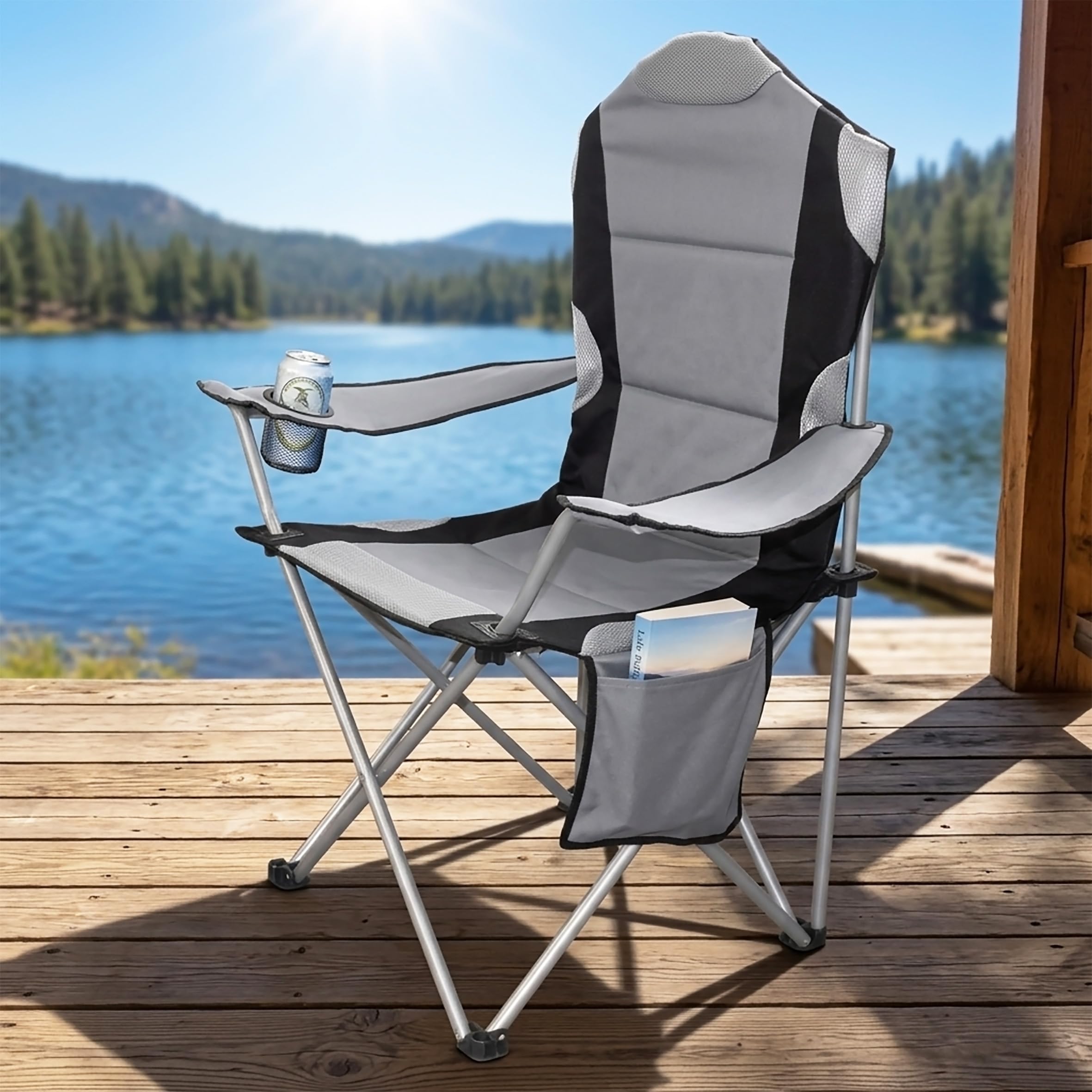 Spetebo XXL Campingstuhl Deluxe bis 150 Kg belastbar - extra breit, extra bequem, extra stabil!