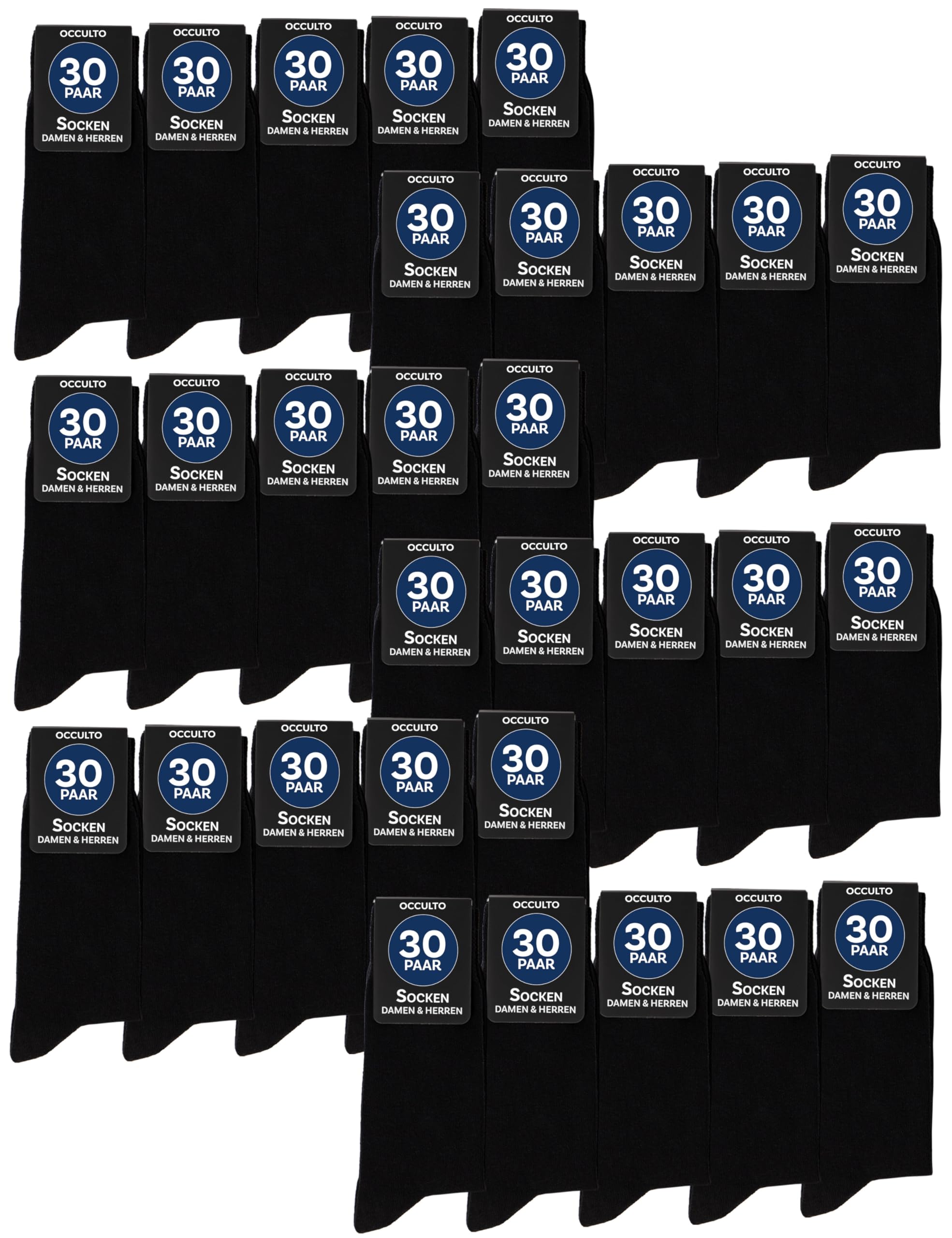 Occulto Herren & Damen Schwarze Socken 10er Pack, 20er Pack, 30er Pack (Modell: Hermann)