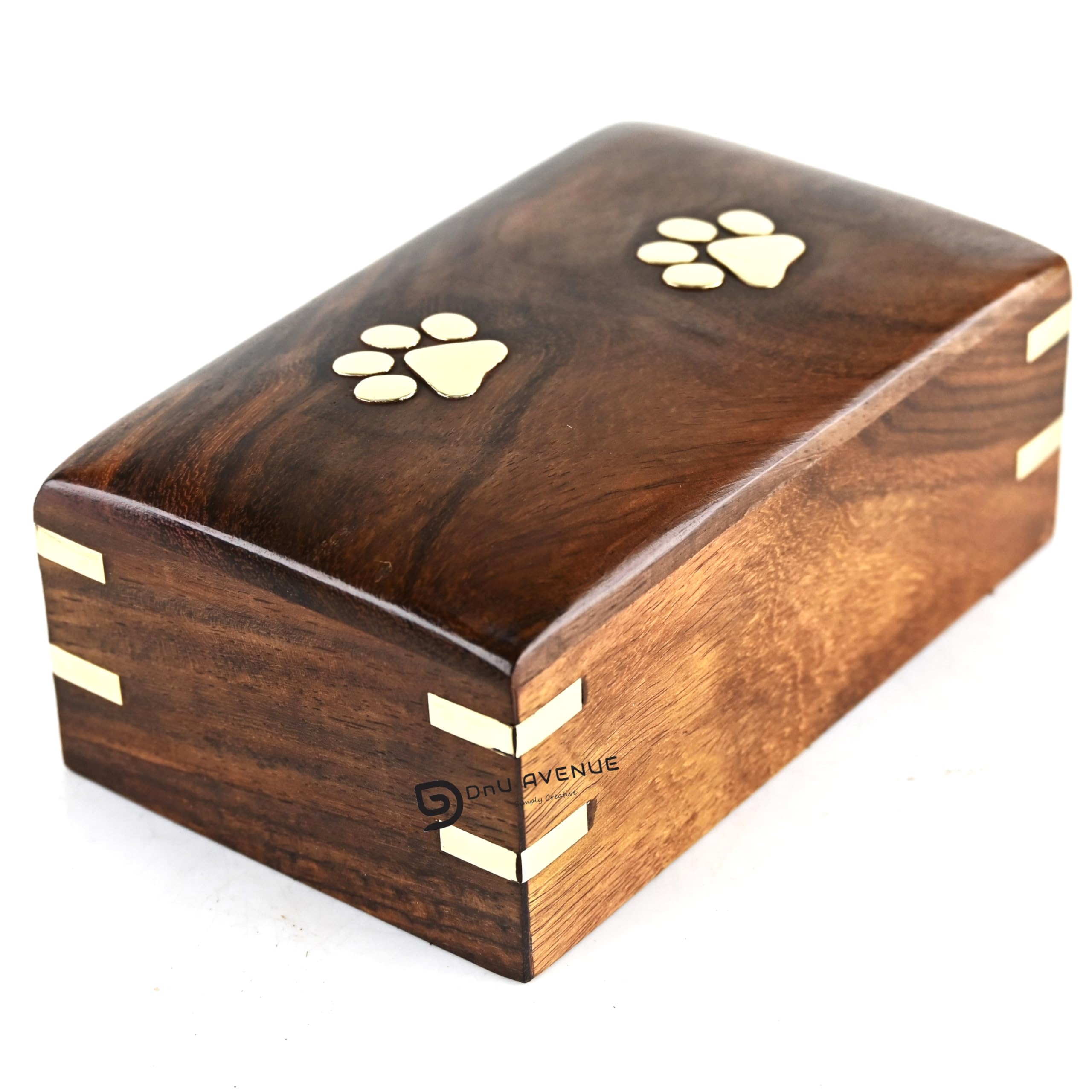 DnU Avenue Wooden Pet Urns for Dogs or Cats | Memorial Keepsake Urn with Paw Design | Pet Cremation Urn for Ashes, Remembrance Gift