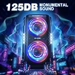W-KING 270W PEAK Bluetooth Speaker Wireless Portable Loudest Party Boom Box Haut Parleur Bluetooth/Massive 125dB/12 Custom Bass, 2*6.5'' Woofers-Super Bass/IPX5/MIC>R in/USB/TF/AUX,Removable Battery