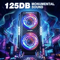 Vista 4 de W-KING 270W Peak Party Large Loudest Bluetooth Speaker Bigest Boom Box, Portable Speakers Wireless/12 Custom Deepest Bass/Massive 125dB 6.5''x2