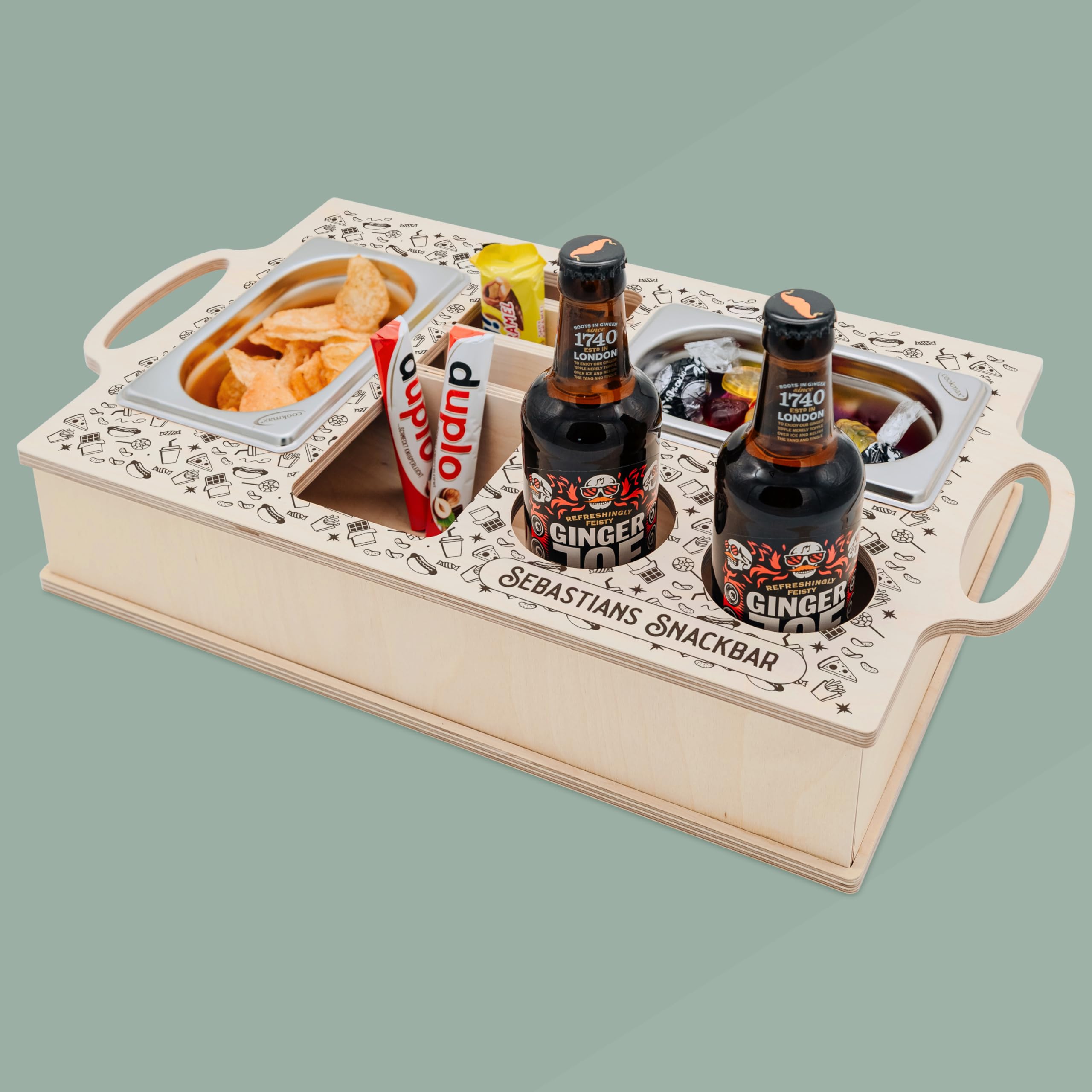 Couchbar, Papa Geschenk, Geburtstagsgeschenk Vater, Geschenke für Männer, Couchbutler zum Chillen, Sofatablett als Ersatz für Couchtisch (Doodles)