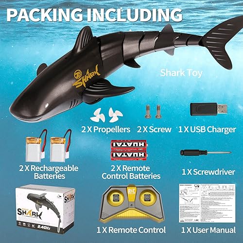 Miniatura 8 de Juguetes de piscina de tiburón con control remoto  24G escala 116 de alta simulación batería recargable RC juguete de tiburón de agua piscina regalo
