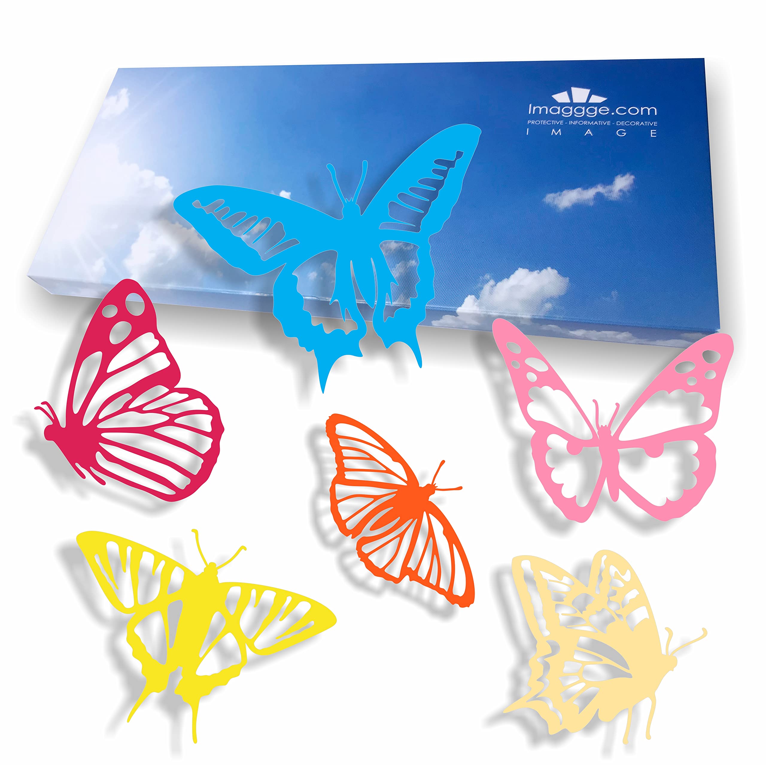 imaggge.com Anti-Collision Stickers for Glass Doors (18 Detailed Butterflies)