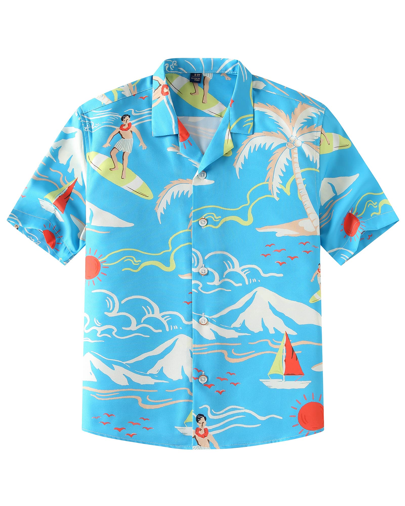 siliteelon Boys Hawaiian Shirts Short Sleeve Cotton Summer Beach Button Down Casual Aloha Luau Shirts for Kids