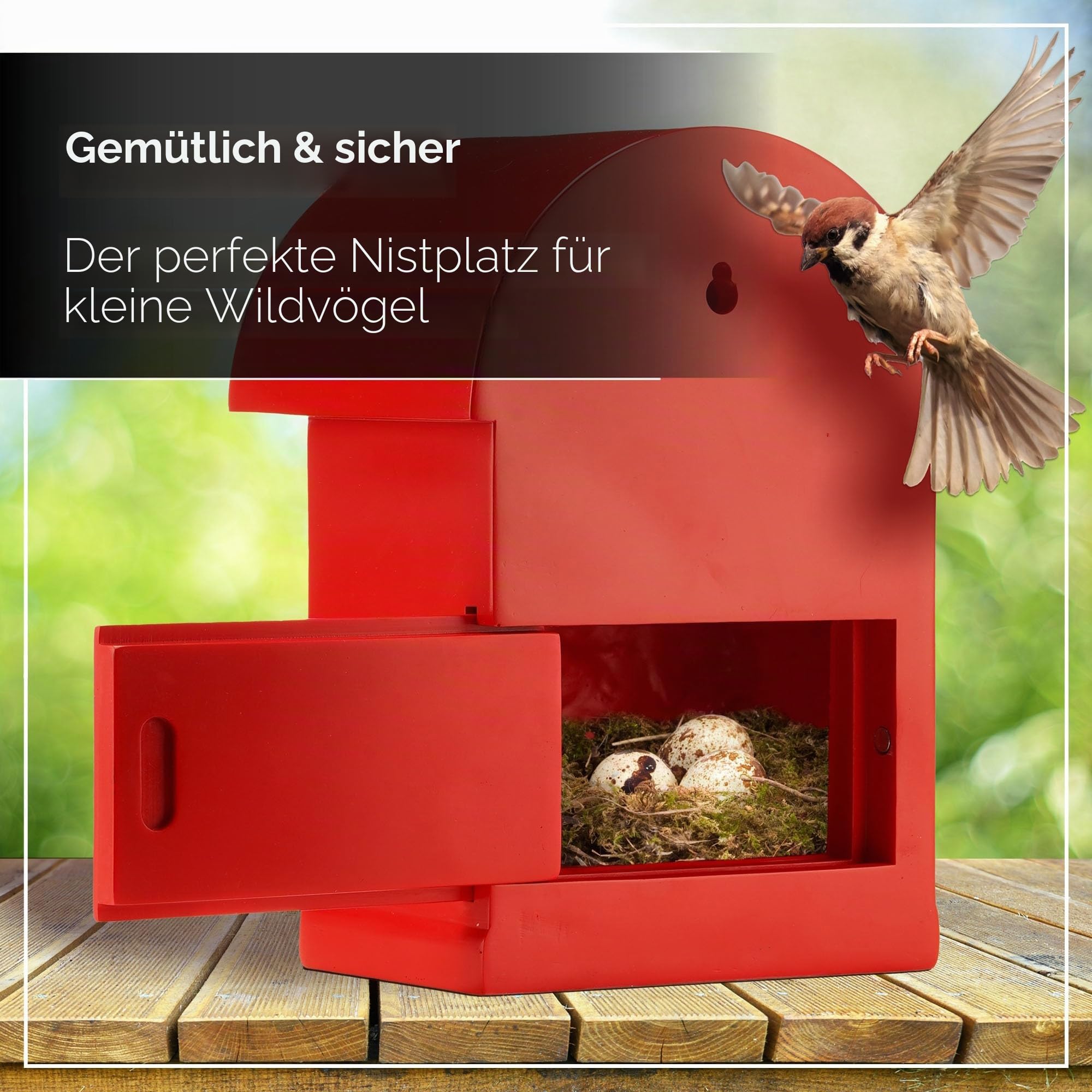 Wrenbury Briefkasten Vogelhaus für kleine Vögel - Hängender Nesting Briefkasten Vogelkästen für Garten - Wetterbeständiges Harz - Wandmontage