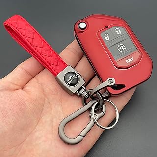 Key Fob Cover for 2018-2023 Jeep Wrangler Gladiator JL JLU Sahara Rubicon The Sport JT Overland Sport S(2 3 4-Buttons, Red)