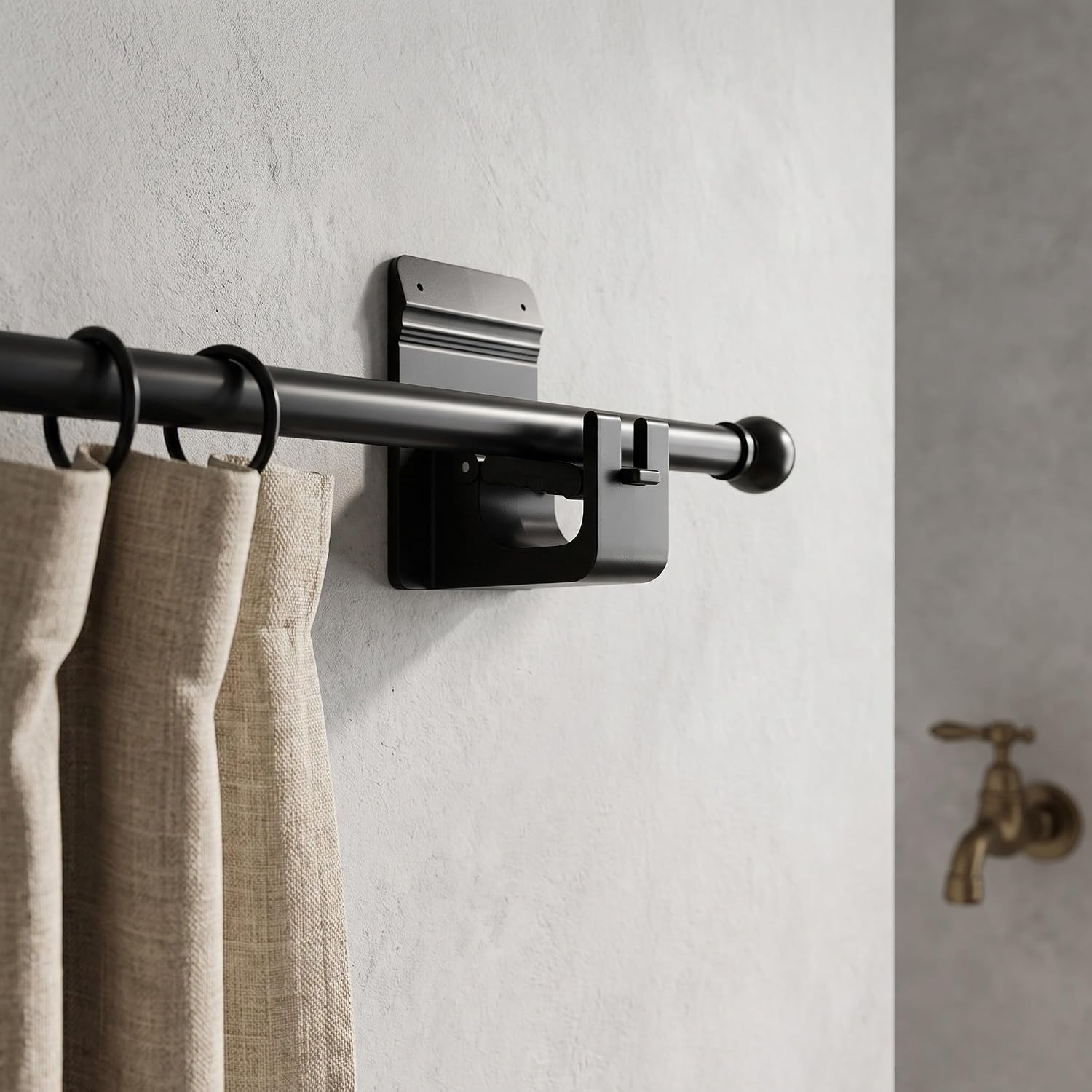 INOOMP 2 Pairs Bathroom Shower Rod Brackets, Diameters from 5/8" to 1.5" | Curtain Rod Support Hanger, Wall Mount Curtain Rod Holder for Window Frame, Secure Hook Bracket