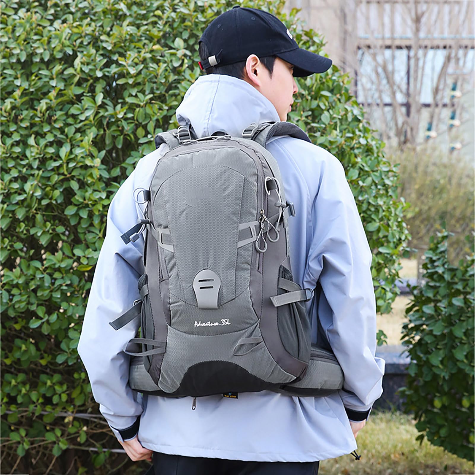 TY&WJ 35L Wanderrucksack Mit Abnehmbarer Rückenplatte, Atmungsaktivem Trekkingrucksack Mit Trinkblase & Regenschutz Für Reisen, Bergsteigen, Camping
