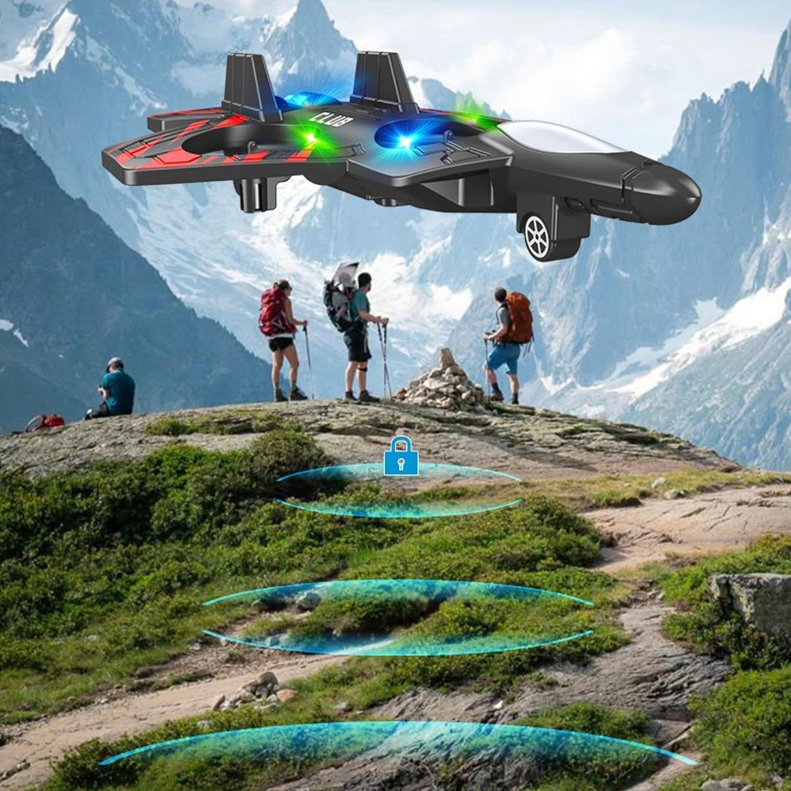 RC Aeroplano Giocattolo Telecomandato in Schiuma Eva Durevole Luci LED Rotazione Acrobatica 360° Funzione Ritorno Adatto per Bambini E Adulti, Rosso