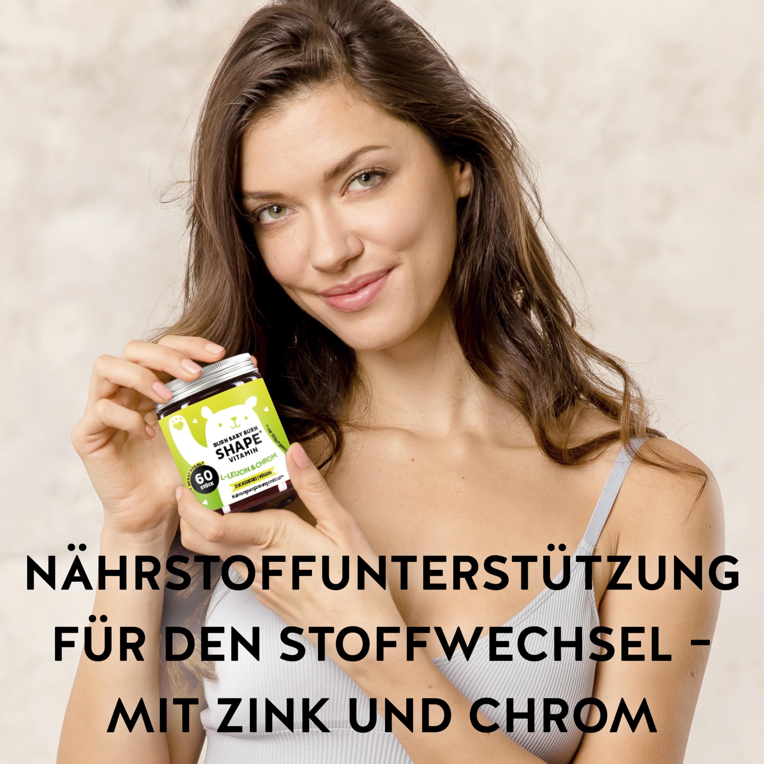 Nährstoff-Komplex Gummies – Burn Baby Burn Shape Gummies mit Chrom, Biotin, Zink, L-Leucin & Grüntee-Extrakt – 60 Stück (1 Monatsversorgung), Vegan, Zuckerfrei, Bears With Benefits