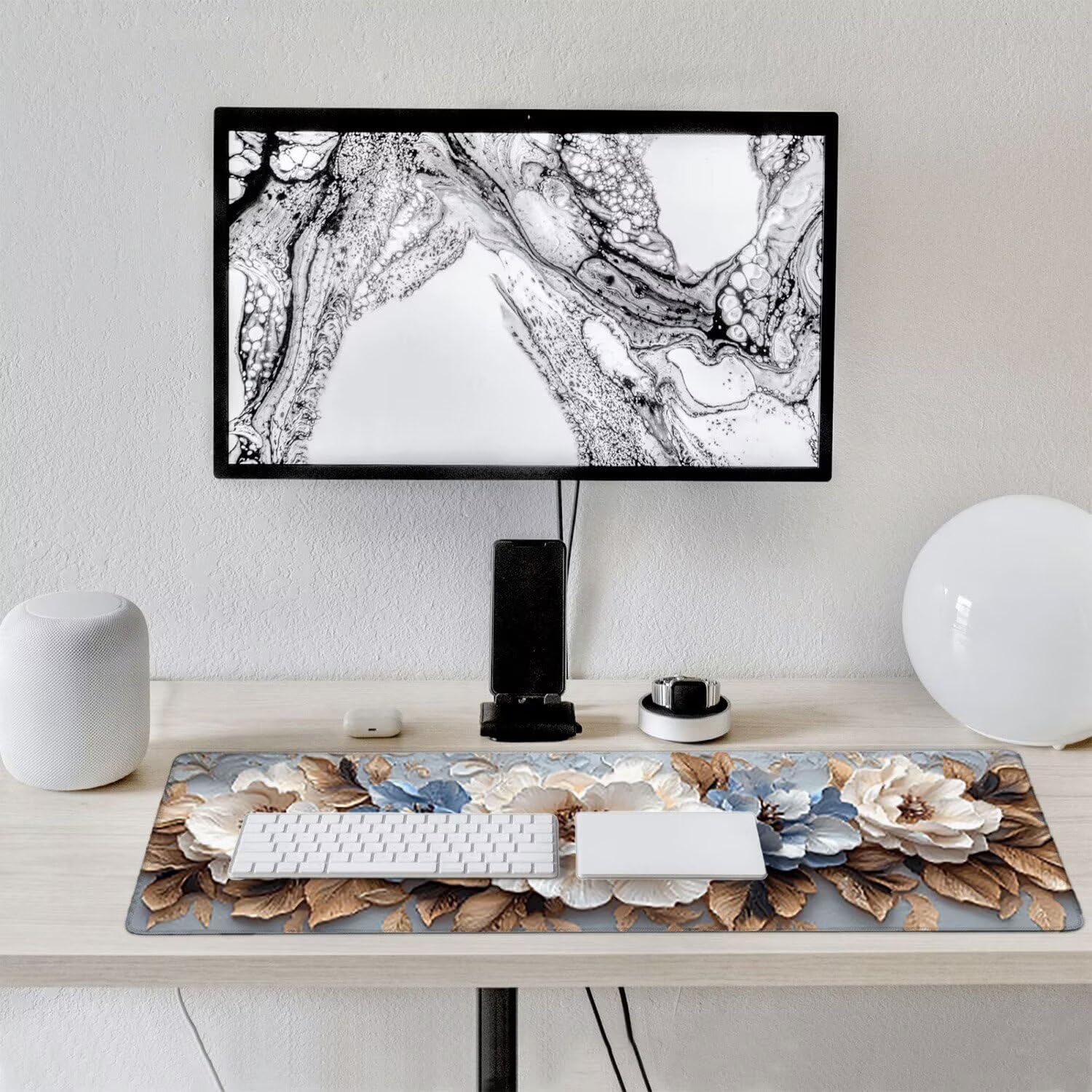 Podkładka pod mysz do gier XXL duża mysz 1600 x 800 mm, duża podkładka pod biurko z antypoślizgową gumową podstawą do gier, komputera, poprawia precyzję i szybkość (kwiaty) o-355