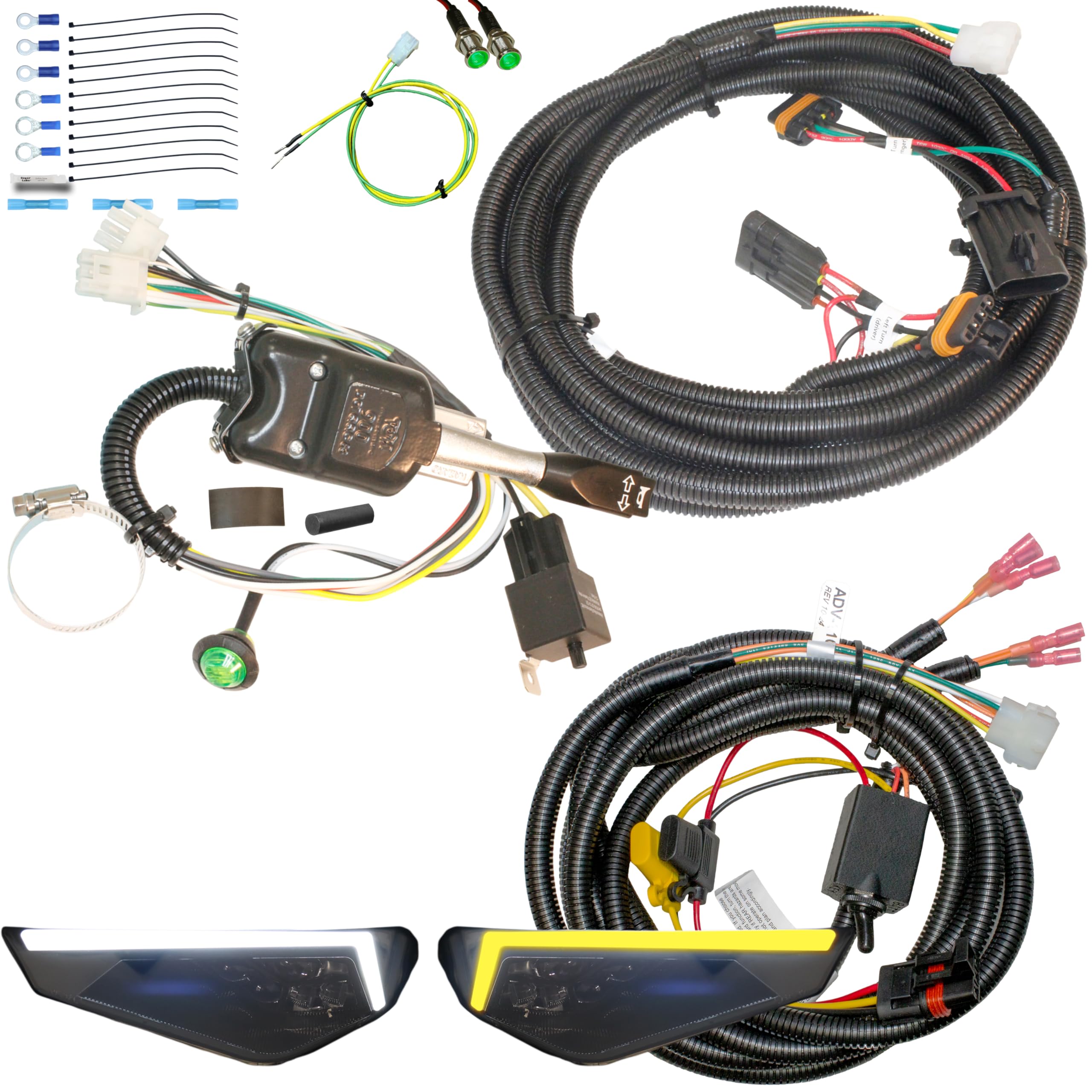 MCSADVENTURES Plug and Play Turn Signal kit for 18-25 Ranger 1000 XP with Replacement Headlights (Lever Switch, with Horn)