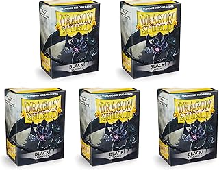5 Packs Dragon Shield Classic Black Standard Size 100 ct Card Sleeves Value Bundle!