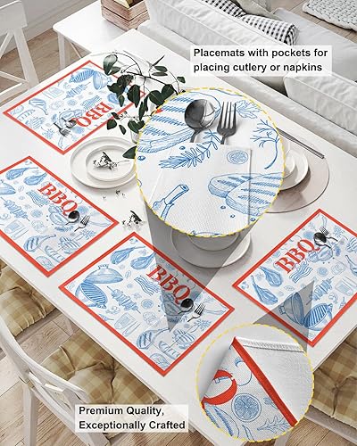 Miniatura 8 de Fall Maple Leaf Table Placemats for Dining Table Set of 4,Cotton Linen Cloth Kitchen Place Mats with Pocket,Washable Burlap