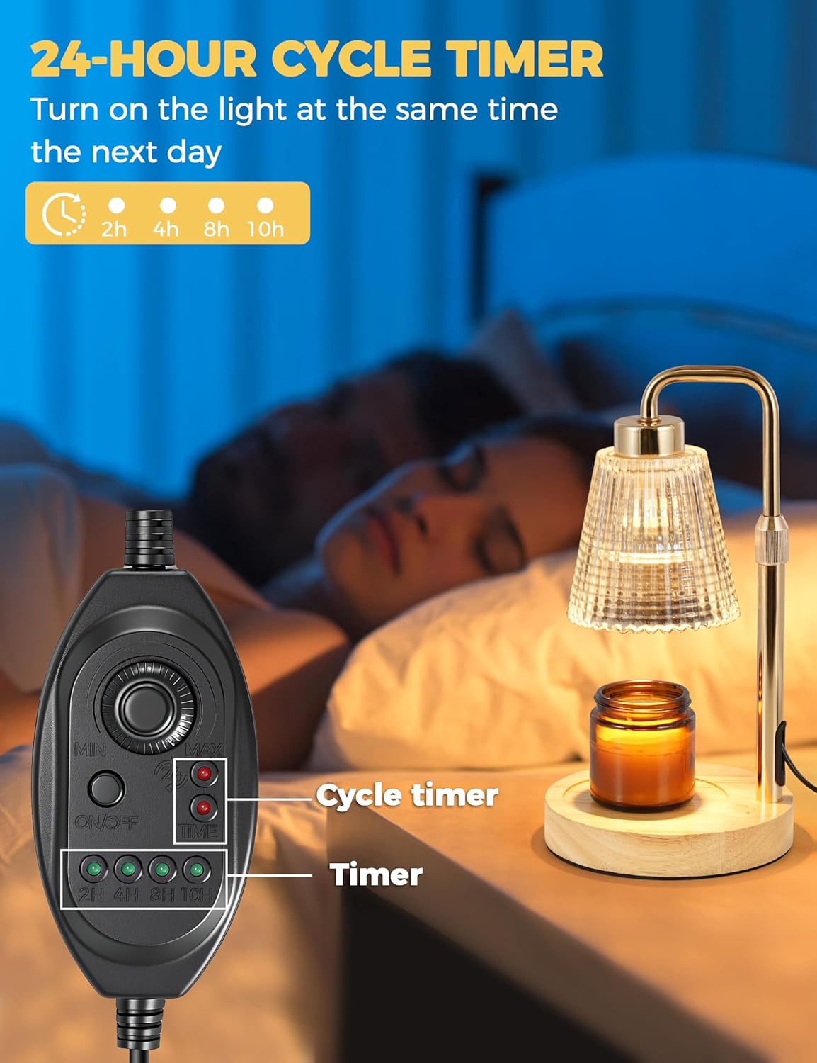 Candle Warmer Lamp with Timer Dimmable, Birthday Gifts for Women Mom, House Warming Gifts New Home Decor, Wax Melt Warmer for Jar Candles with 2 Bulbs - Image 4