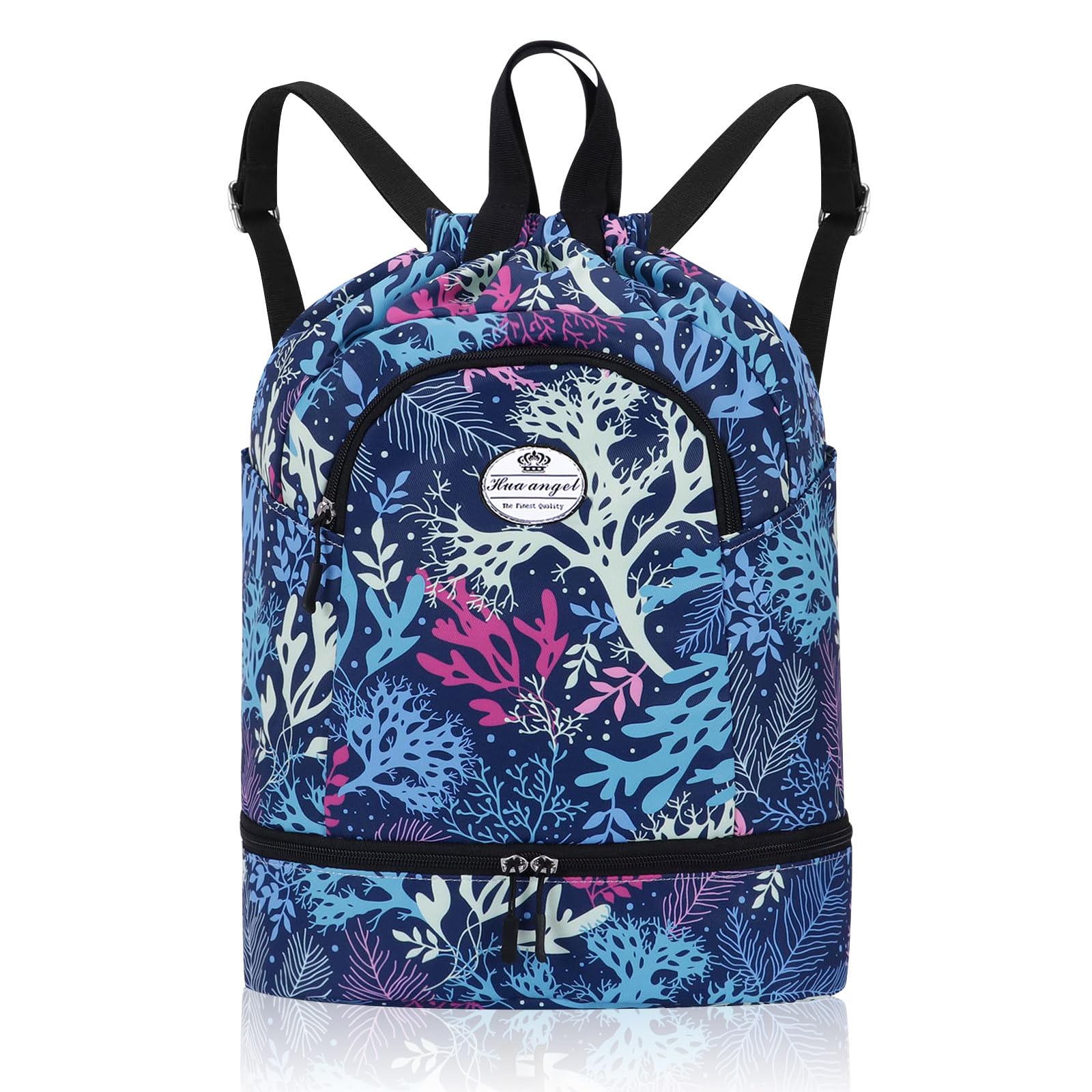HUA ANGEL Unisex Drawstring Backpack Sports Gym Bag Drawstring Bag Weekend Daypack With Shoe Compartment for Women Men Basketball Football Outdoor Fitness Yoga Swimming Beach