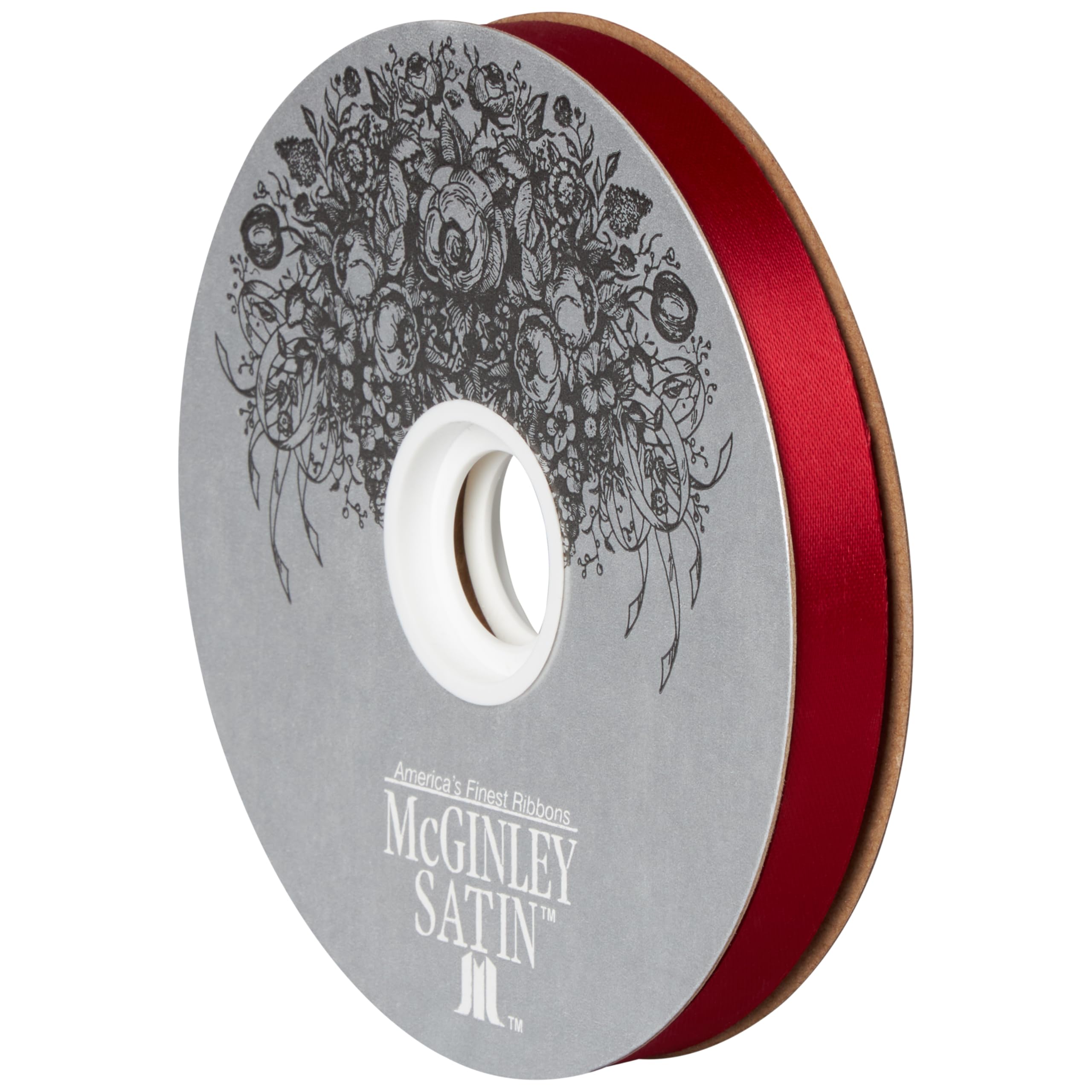 McGinley Mills 9/16" W Acetate Satin Ribbon, Red, 100 Yard