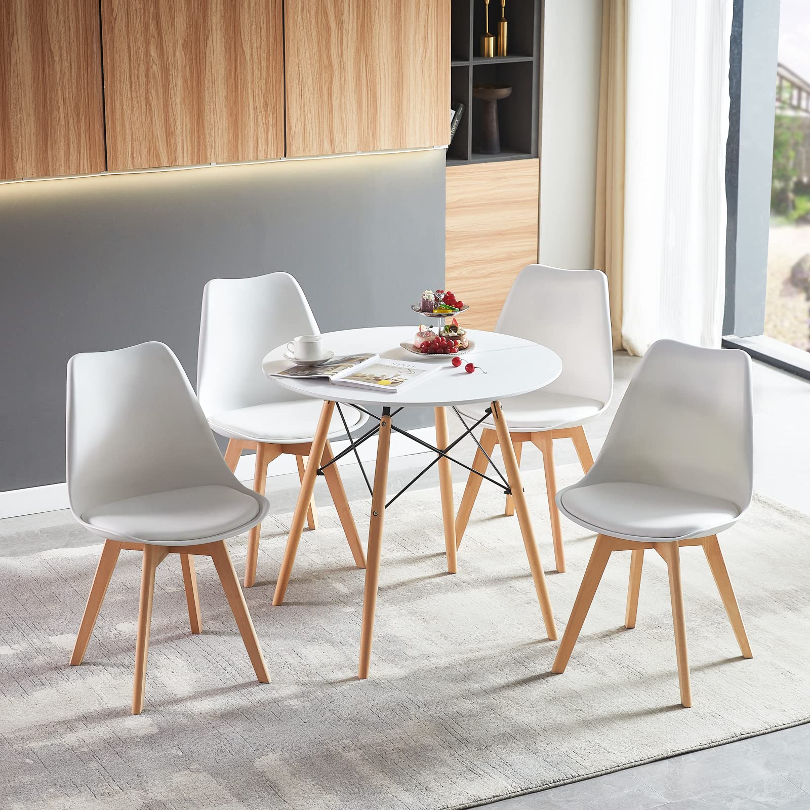 H.J WeDoo Petite Table de Salle à Manger de Cuisine, Petite Table de Cuisine pour Cuisine, Salle à Manger, Salon et Bureau, Blanc, 80x80x74 cm