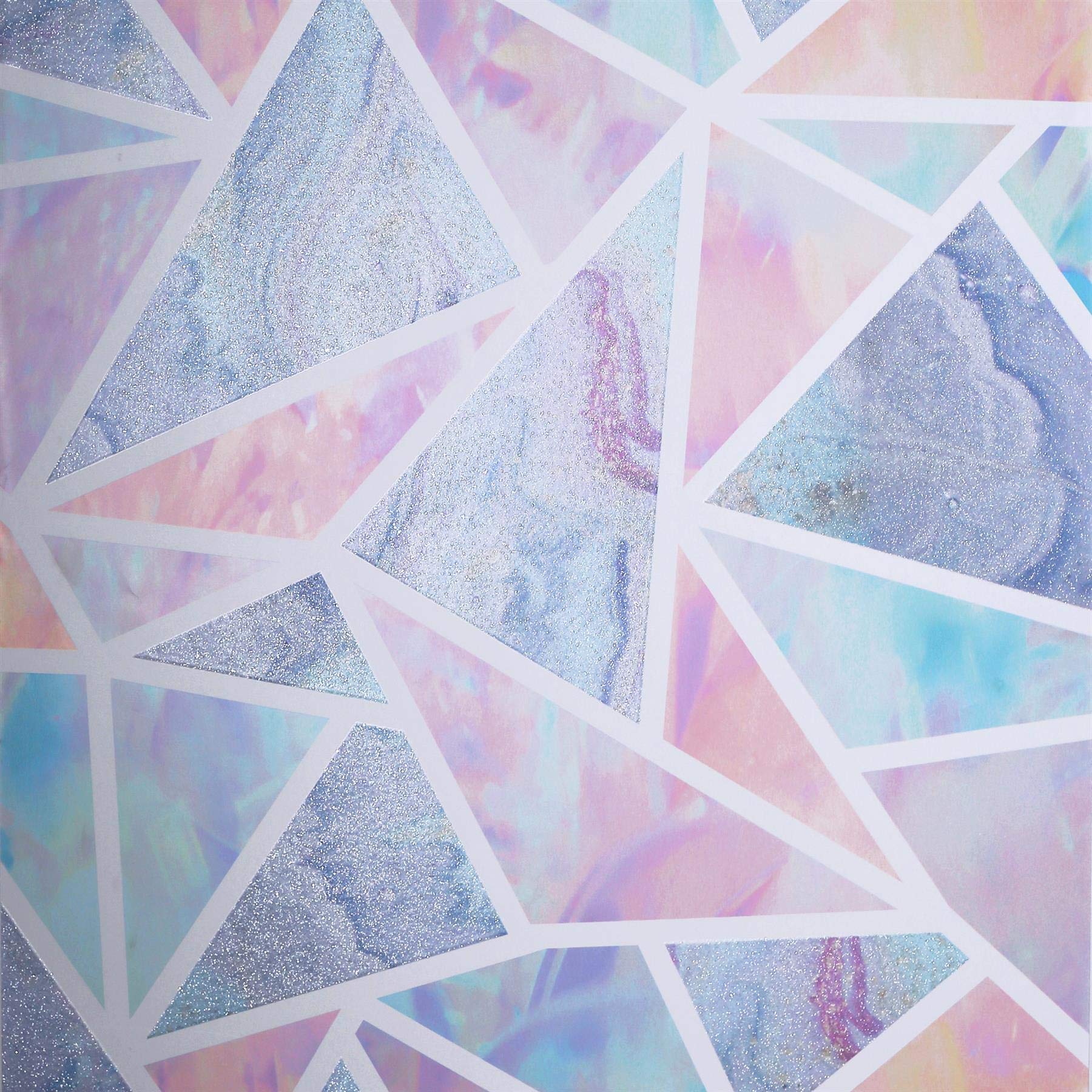 Yöl Pink,Teal Pastel Geometric Wallpaper Glitter Liquid Marble Effect Pink Lilac Teal