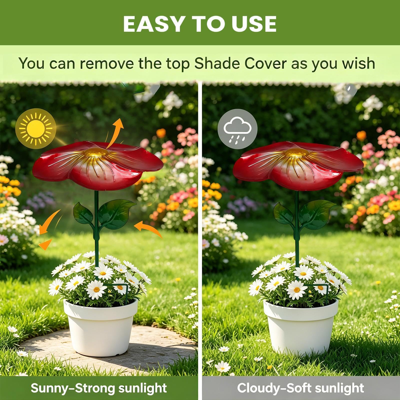 Sombrilla para Plantas - Estaca De Metal Para Flores Y Cactus De Jardín Con Sombra - Sombrilla de Macetas | para Jardineros Caseros Cultivadores de Hortalizas Coleccionistas de Suculentas y Cactus