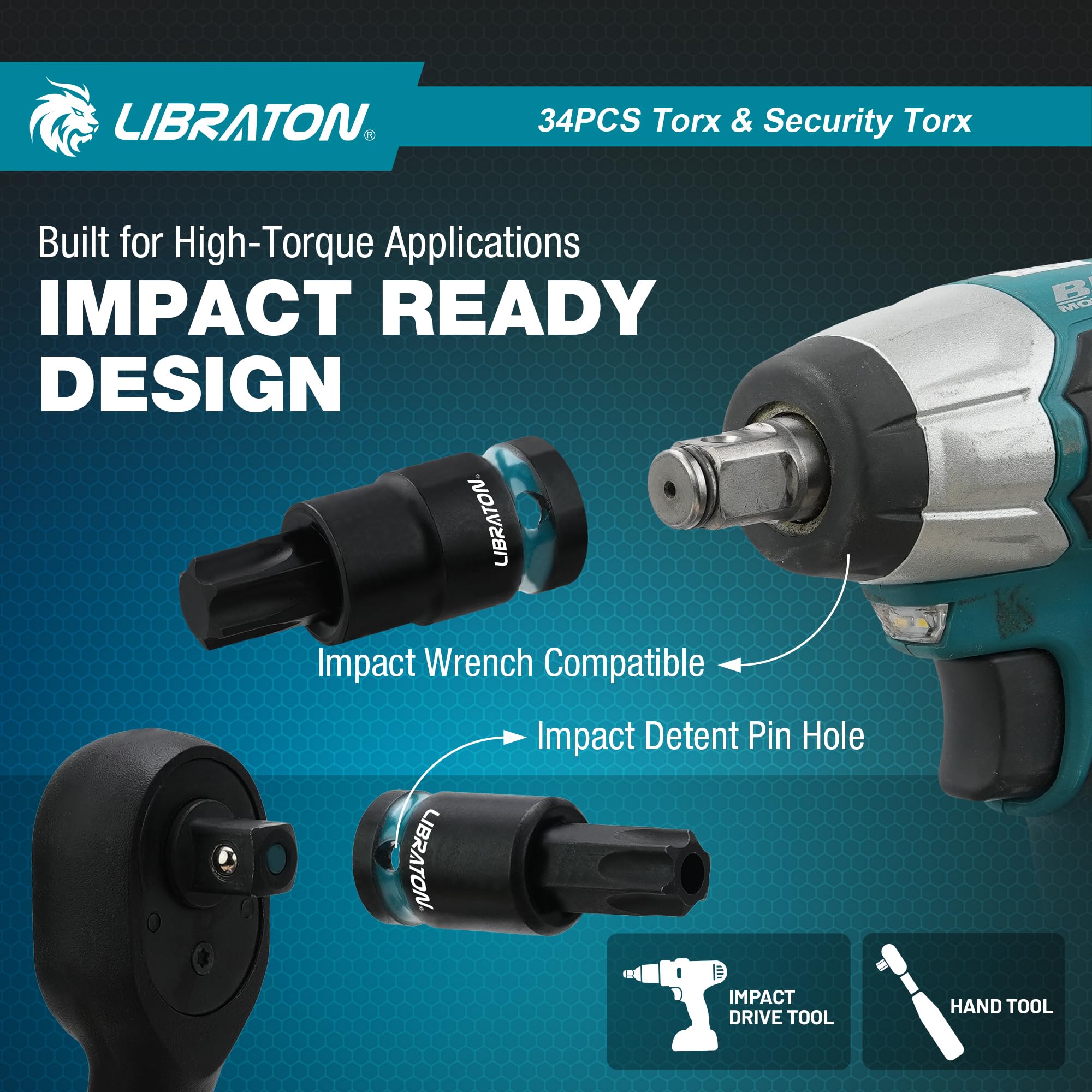 LIBRATON Set d'Embouts Torx à Choc 34 Pièces