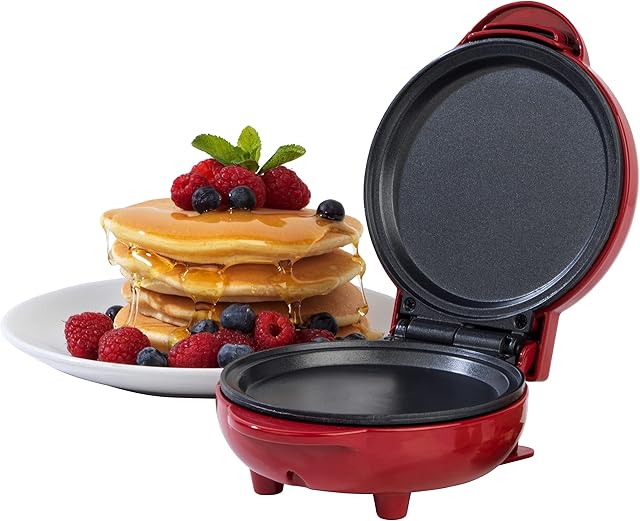 Giles & Posner EK4215G Compact Mini Snack Crepe Maker Grill, 550 W, 11.5cm Plate, Make Toasted Sandwiches, Pancakes, Cake Pops, Eggs, Burgers, Cookie Dough & More, Perfect for Parties & Family Cooking