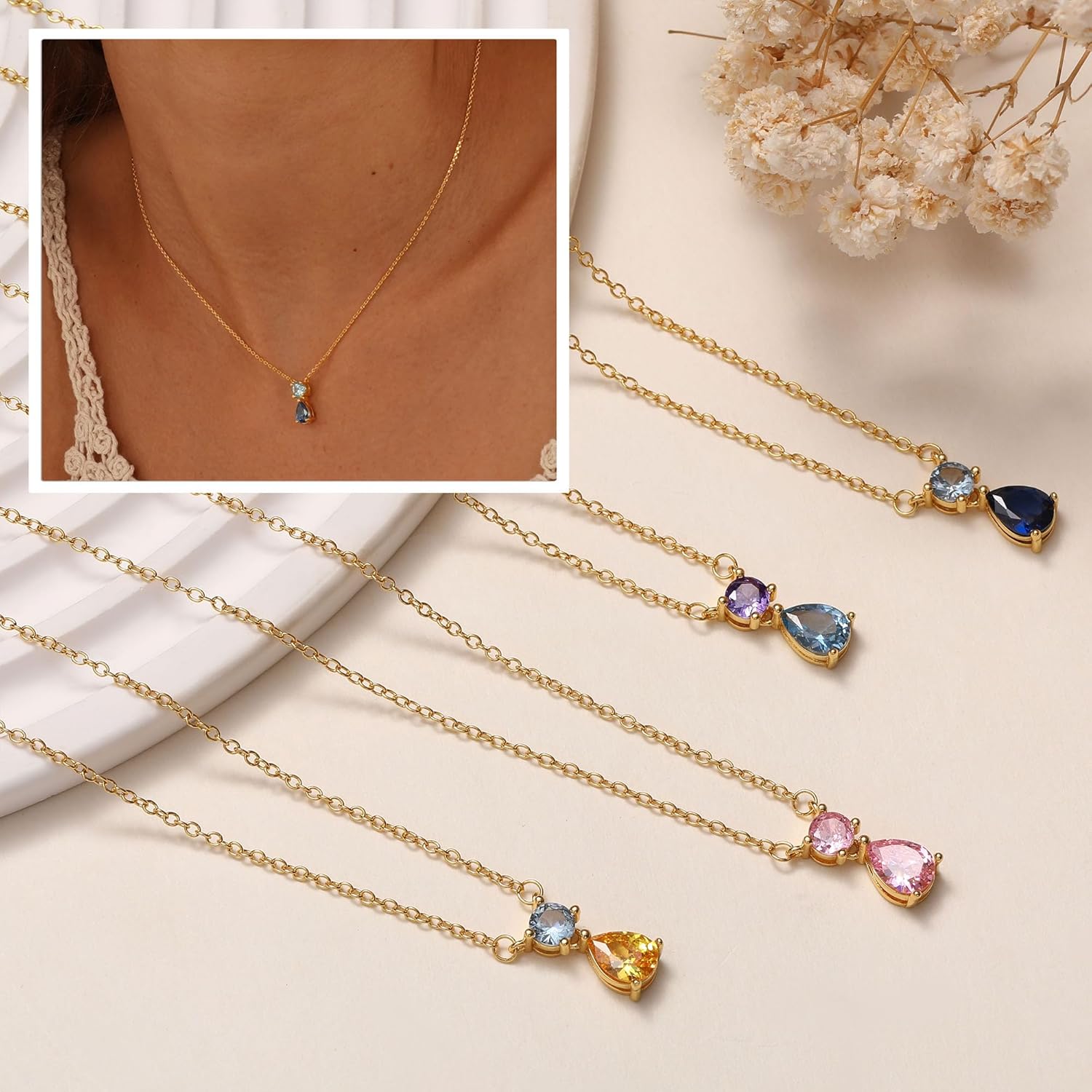 Valentines Day Gifts for Mom May Birthday Gifts for Daughter Sister Emerald Birthstone Necklace for for Women Dainty 14k Gold Plated Necklace for Women Non Tarnish Emerald Jewelry - Image 7