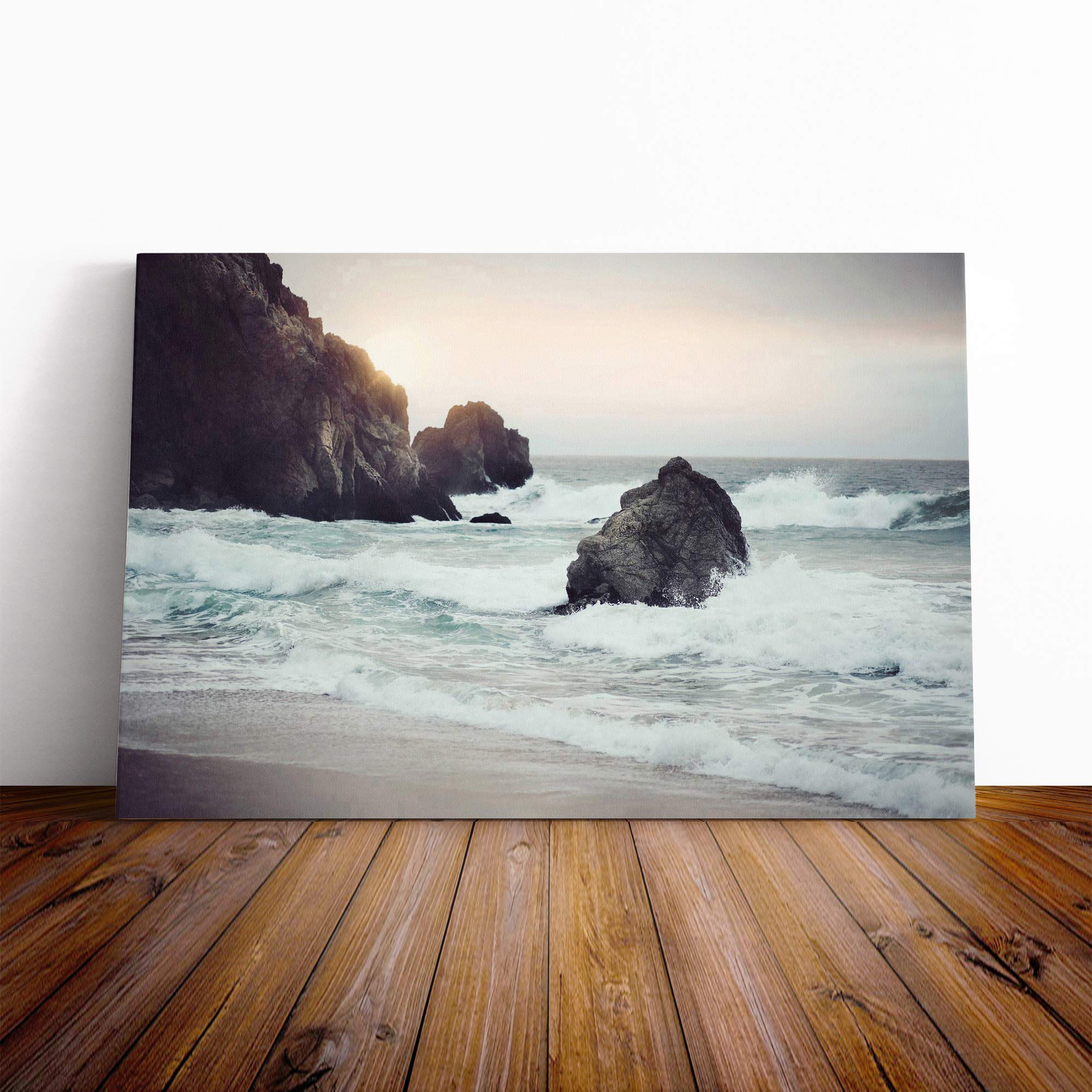 Beach Sescape Canvas Print | Gallery Wrapped 30mm Frame Wall Art | 30x20 inches | Ready to Hang | Modern Seascape Picture | Living Room Bedroom Lounge Office