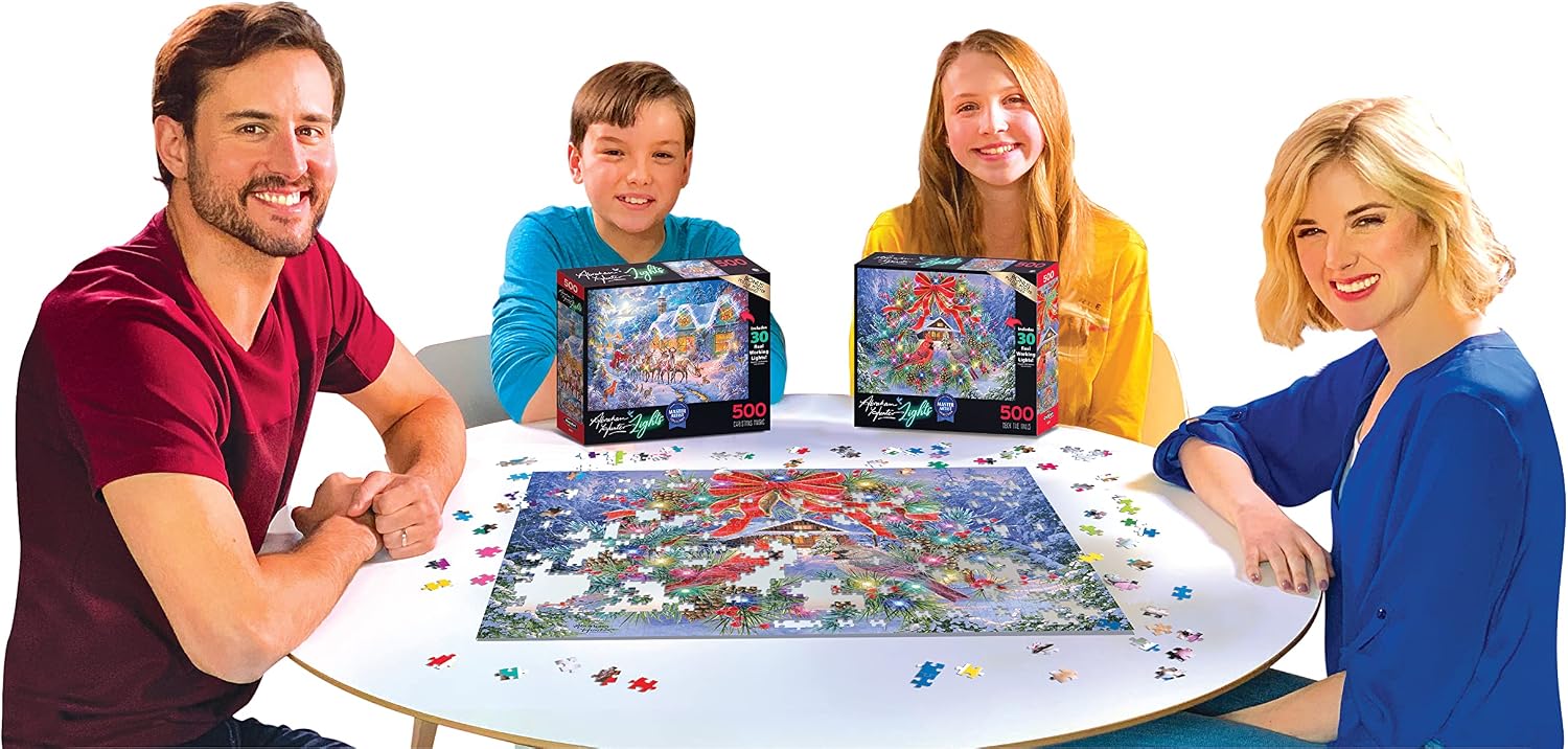 RoseArt - Abraham Hunter Light Up - Deck The Halls - 500 Piece Jigsaw Puzzle for Adults