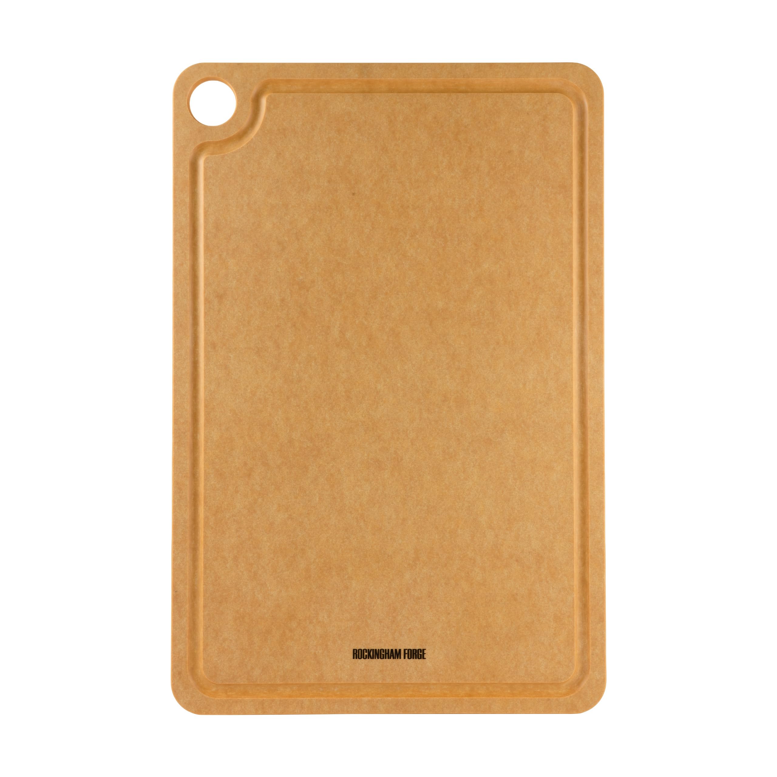 Rockingham Forge Wood Fibre Cutting Board with Groove Natural 45x30x0.6cm, Heat Resistant Chopping Board Dishwasher Safe, Wooden Carving Board with Juice Reservoir, Hygienic Commercial Chopping Boards