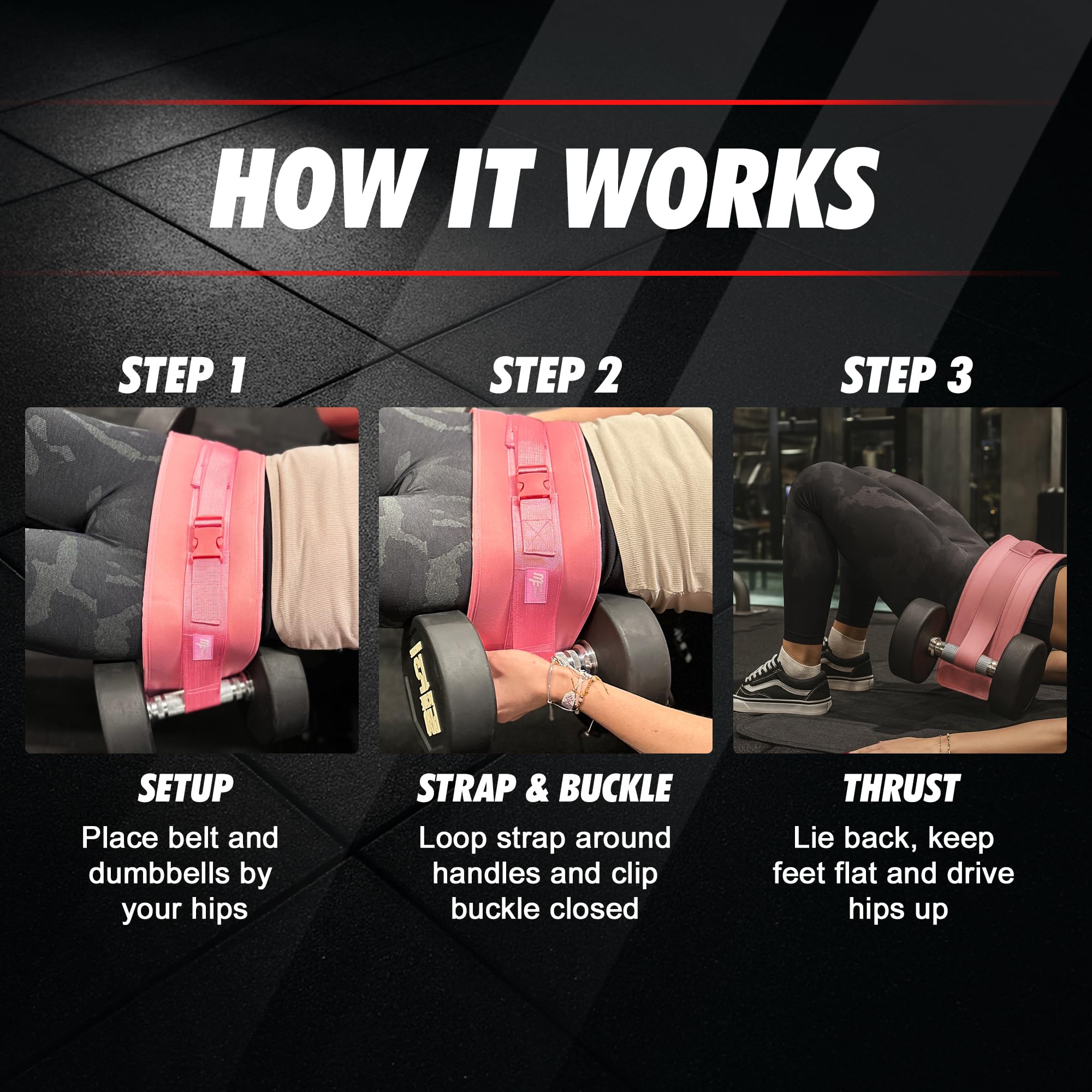 Pas obciążeniowy na biodra do mocowania hantli, do ćwiczeń hip thrust, pośladków, pompek