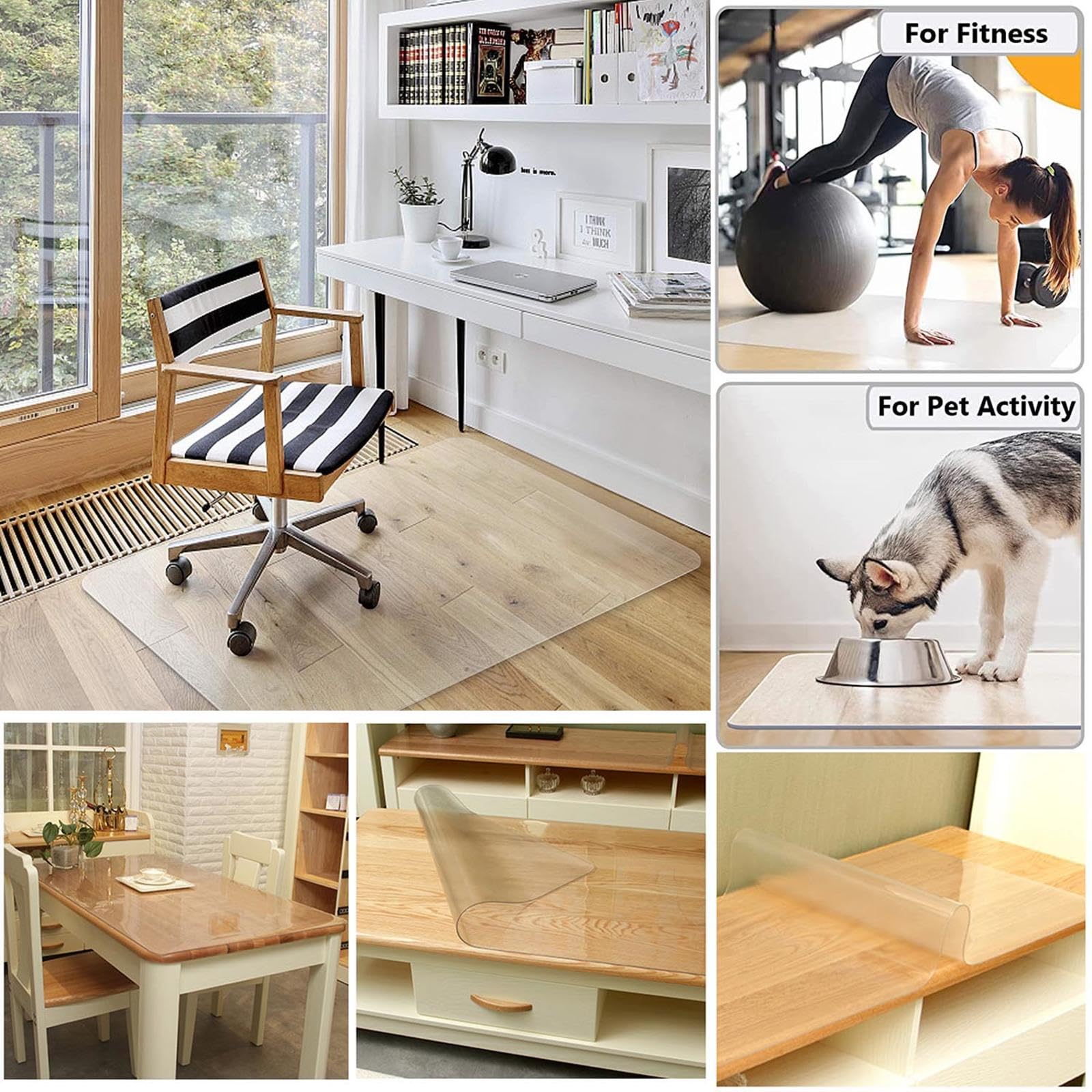 Tavolo Trasparente Protector Mat,Tovaglia di Plastica Rettangolare,PVC Cristallo Copri scrivania,Tappetini protettivi Antiscivolo Impermeabili,per scrivania, Ufficio,120 * 150cm/47.2 * 59in-T
