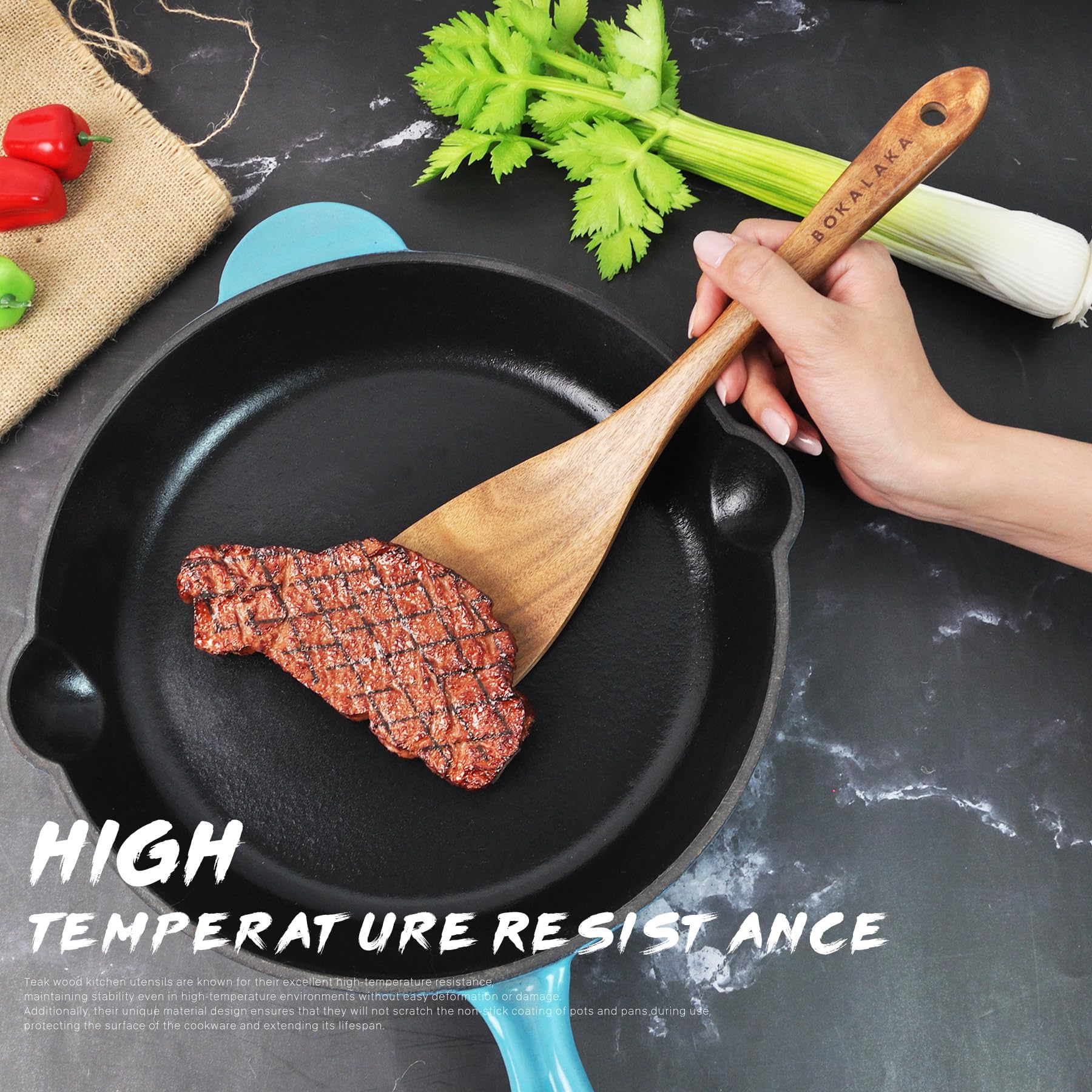 Cuchara de madera para cocinar, juego de utensilios de cocina de 9 piezas, utensilios de madera para cocinar, utensilios de cocina, espátula de madera