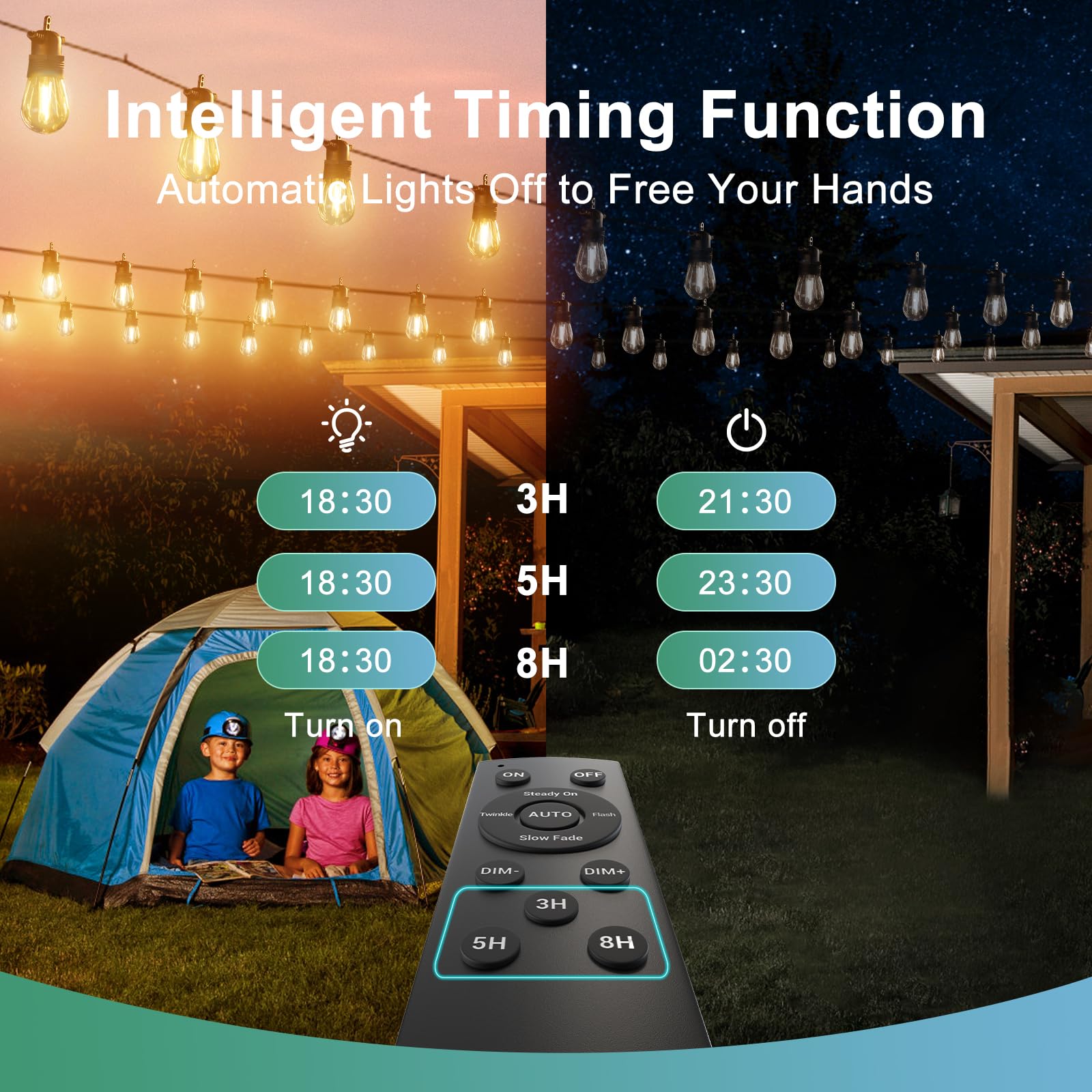 Quntis 31m Lichterkette Außen Solar, 30 IP65 bruchsichere Glühbirnen mit Fernbedienung, Solar-/USB-C-Ladung, Timer Auto-Dimmen, Wasserdichte Solar Lichterkette Outdoor Garten Balkon Terrasse Party Hof