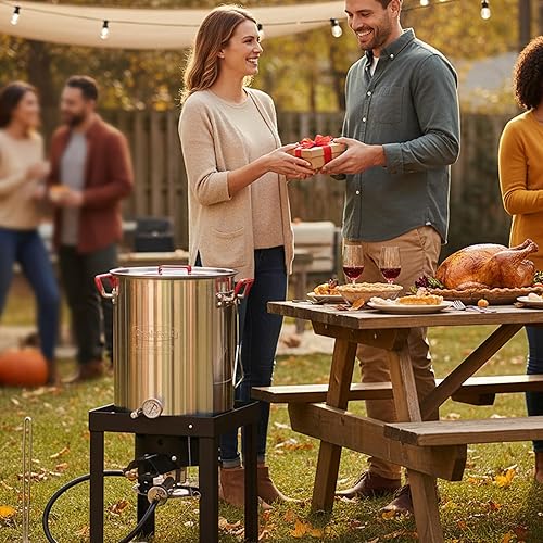 Miniatura 8 de CreoleFeast TFS3000L - Juego de ollas de aluminio de 30 cuartos de galón, 50,000 BTU propano y pavo, para cocinar al aire libre, TFS3000L