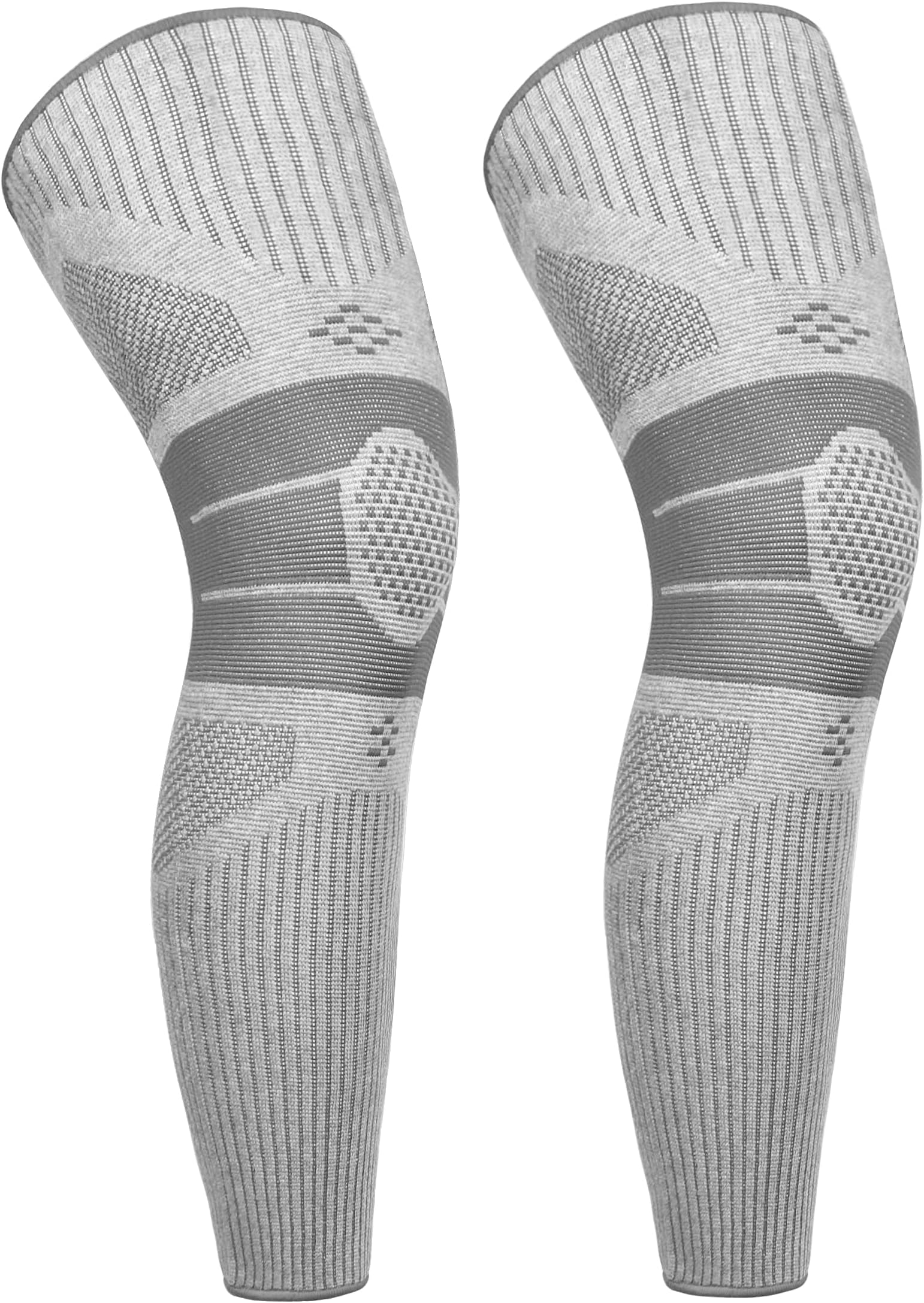 GP Leg Compression Sleeve 2 Pack Leg Sleeve Carbon Fiber Full Compression Leg Sleeves for Men Women Knee Support and Pain Relief for Basketball, Football, Arthritis, Running, Workout (Grey)