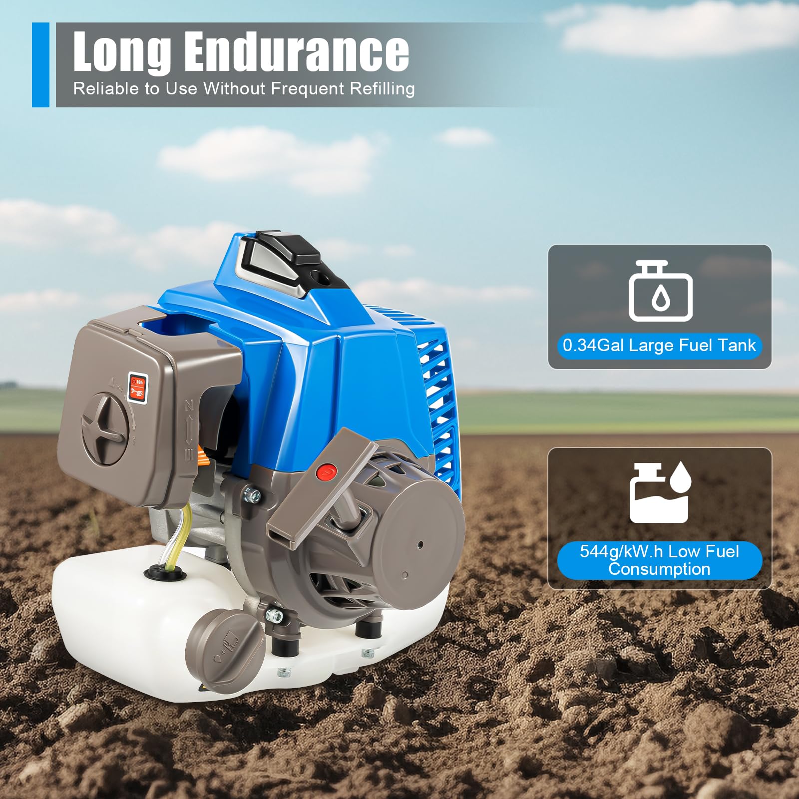2,2 kW Erdlochbohrer, Erdbohrer,Einylinder Das Einraddesign, 2-Takt 63CC Post Hole Digger, Luftgekühlt,Gasbetriebener Erdbohrer Erdbohrer Erdbohrer für den Einsatz auf Baustellen,in der