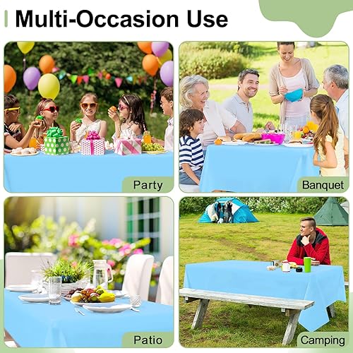 Miniatura 7 de misaya Paquete de 6 manteles desechables, 54 x 108 pulgadas, mantel de plástico impermeable y rectangular, para picnic, cumpleaños, fiesta, color