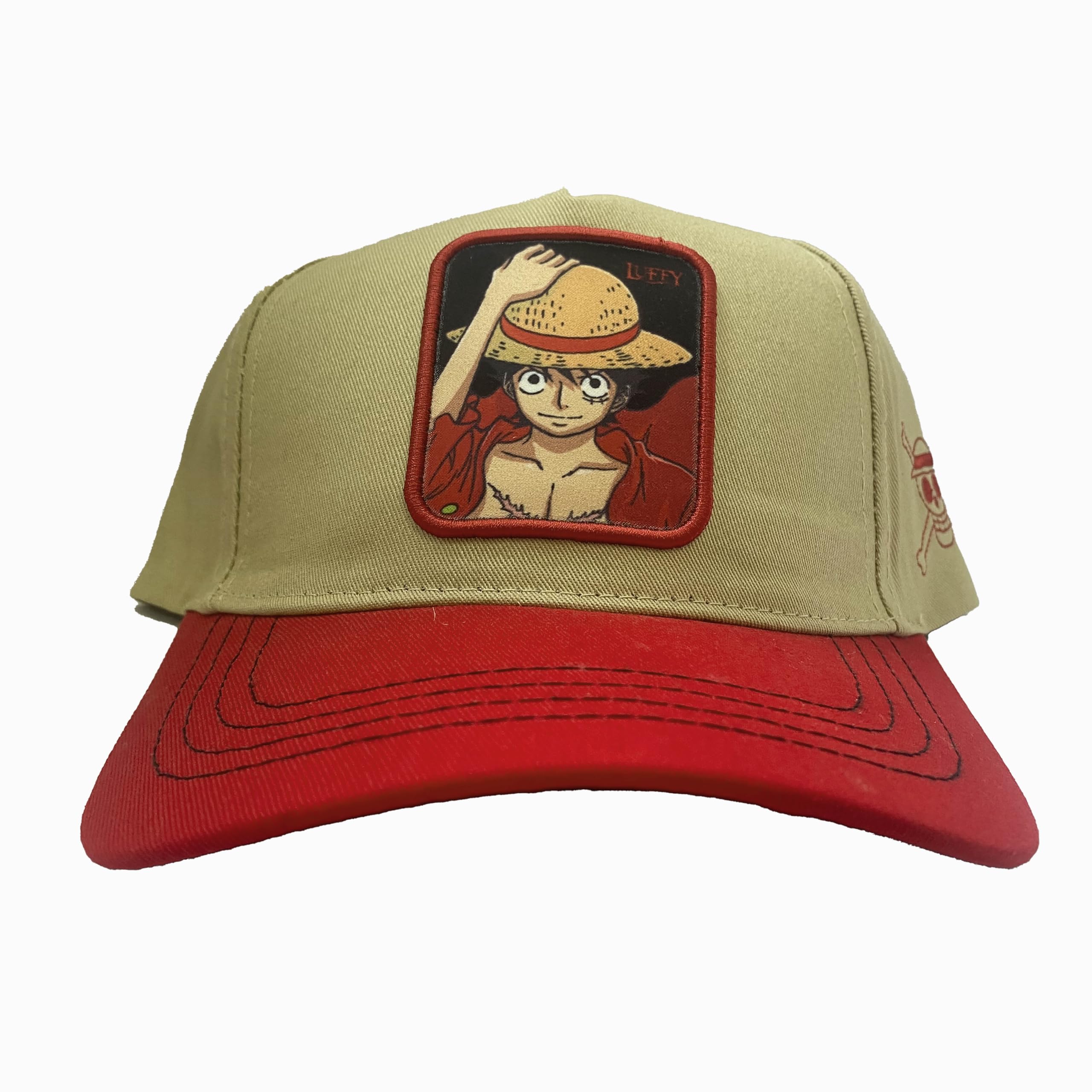 One Piece Oficial Gorra Hombre Luffy Straw Hat Baseball Cap Beige Rojo