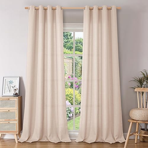 BGment Cortinas de lino sintético de 95 pulgadas de largo, juego de 2 paneles, cortinas largas para sala de estar, cortinas largas de arpillera con disponible en Yaxa Costa Rica