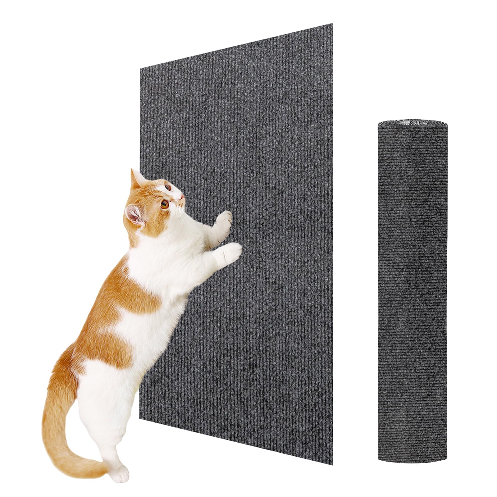 ENONCI - Tappetino tiragraffi autoadesivo per gatti e altri animali domestici, protezione antigraffio per divano e mobili, riutilizzabile (grigio, 40 x 60 cm)